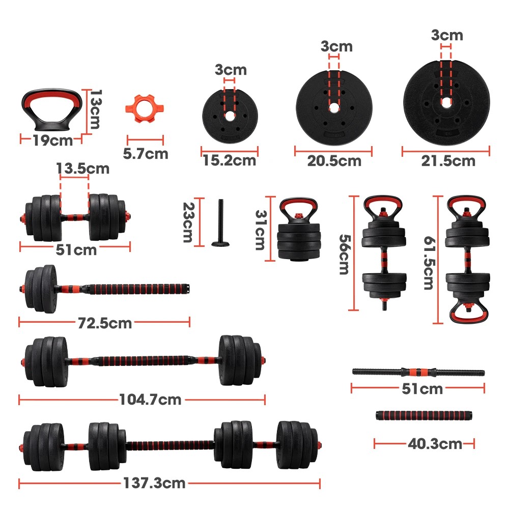 2 ProPulse 40KG Adjustable Dumbbell Barbell Set Home Gym Weights Exercise - Black, 2 of 3