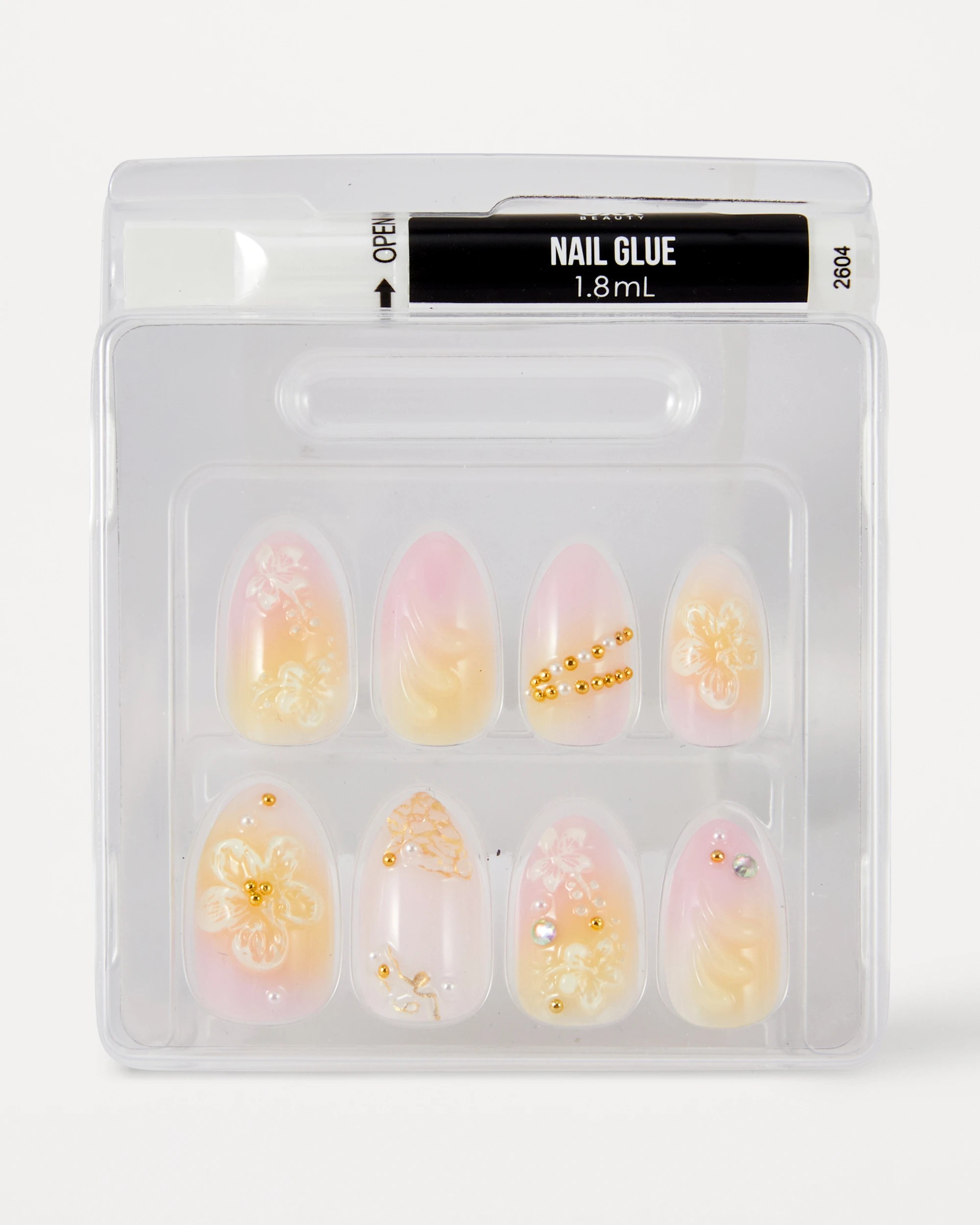 3 OXX Beauty 24 Pack Artificial Nails with Adhesive - Almond Shape, Hibiscus, 3 of 4