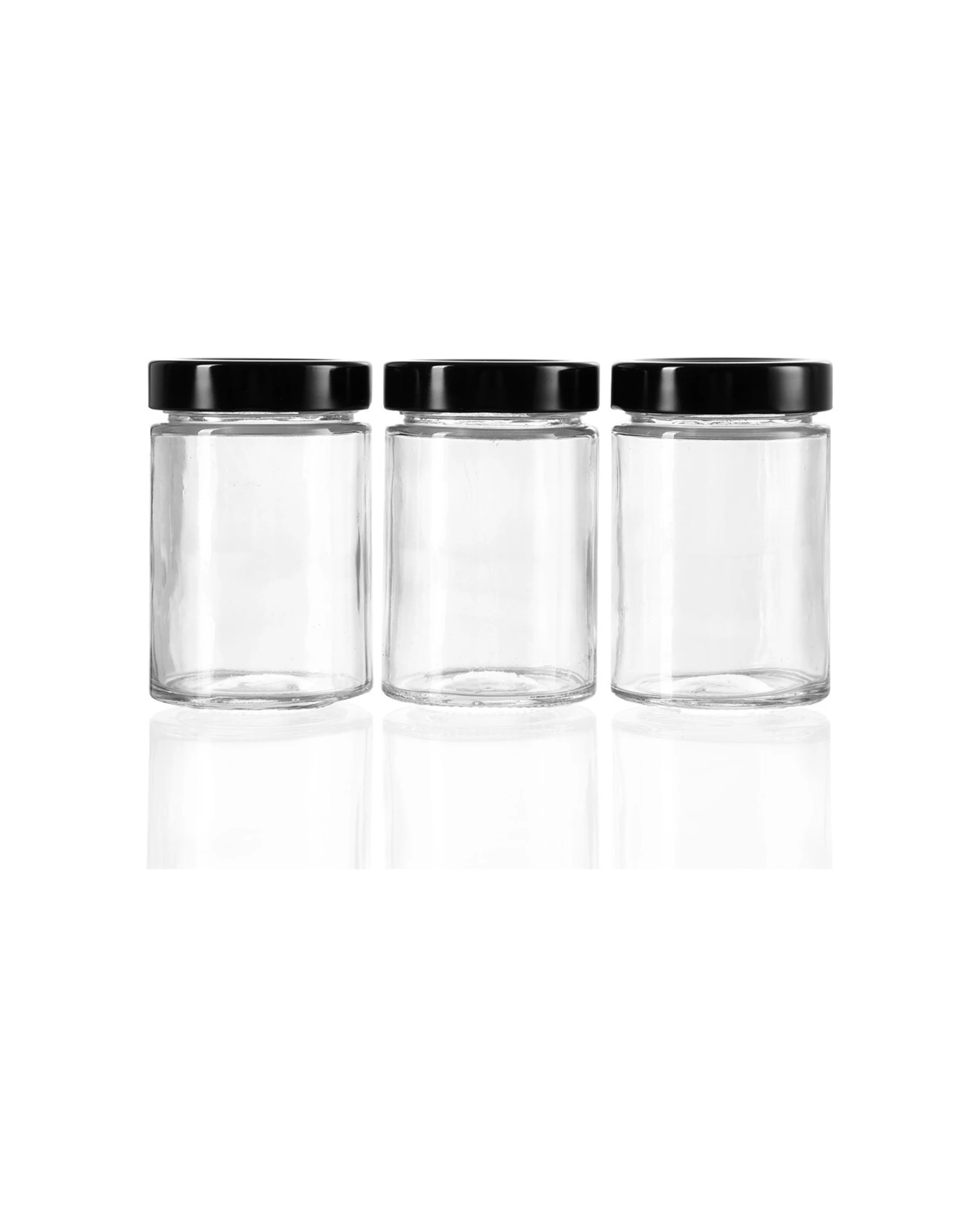 2 3pk Lemon & Lime Soho Glass Preserve Jar 260ml W/ Black Lid Storage Container
 - Black, 2 of 4