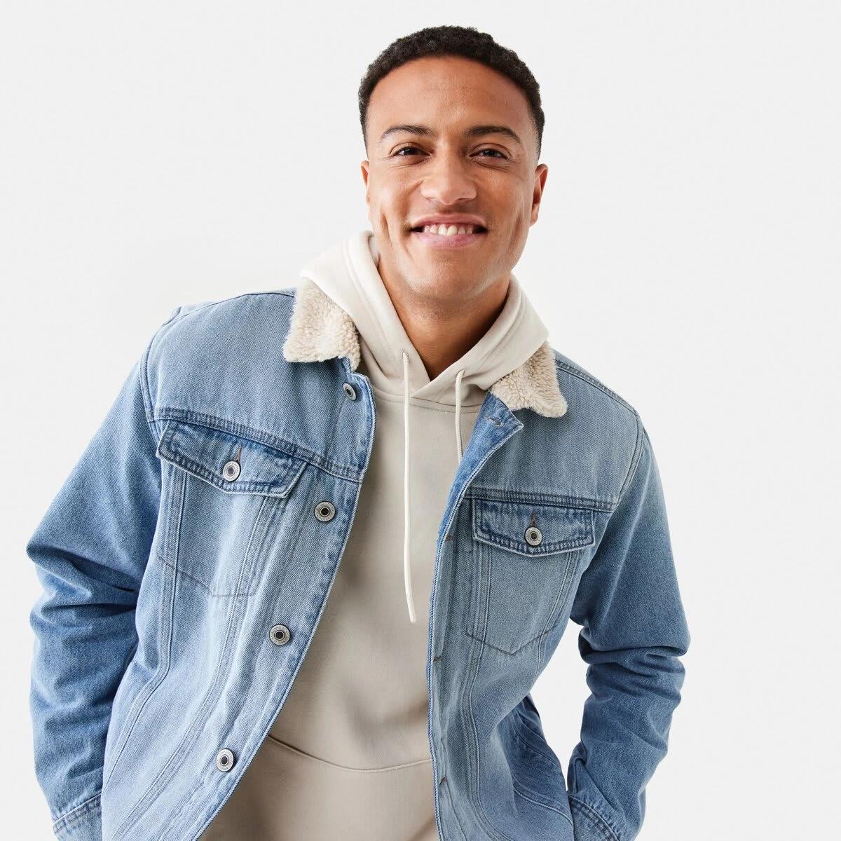 5 Denim Sherpa Jacket Light Wash, 5 of 8