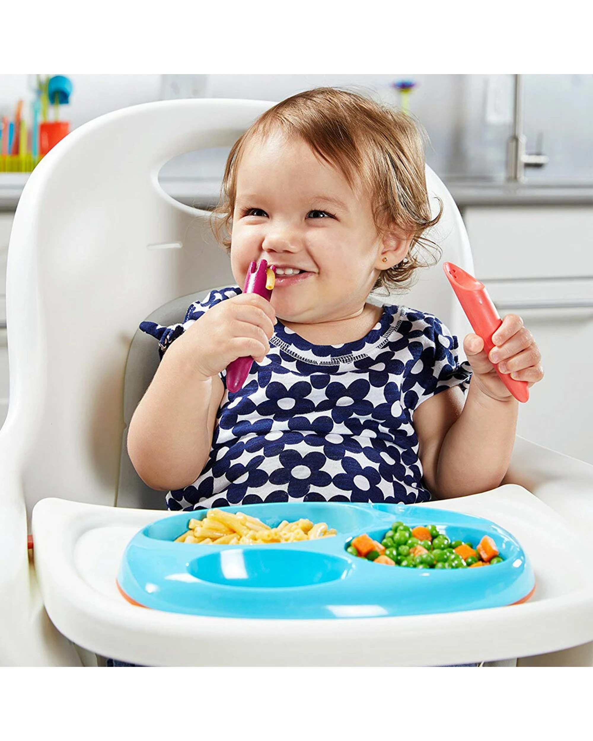 2 Boon JAB Silicone Nursery Feeding Toddler Utensils Coral 4PK - Multi, 2 of 6