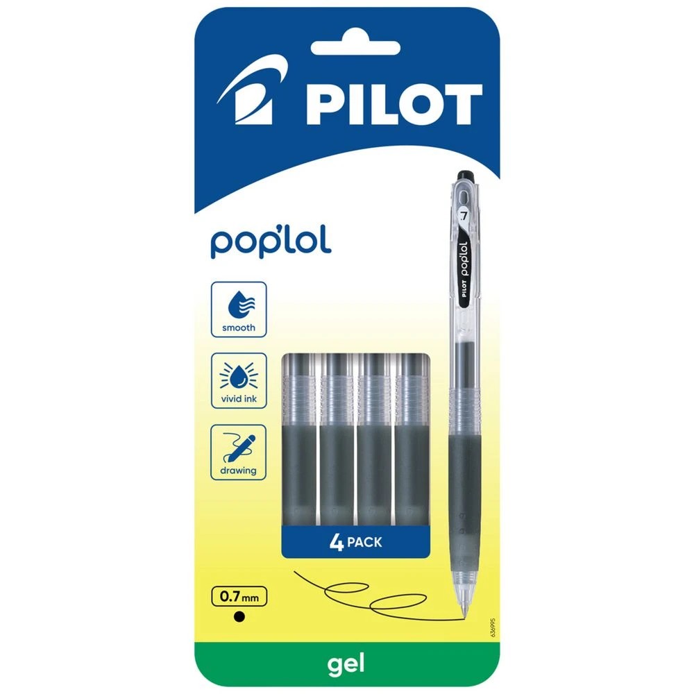 1 PILOT pop'lol Retractable Gel Pen 0.7mm Black 4Pk, 1 of 5