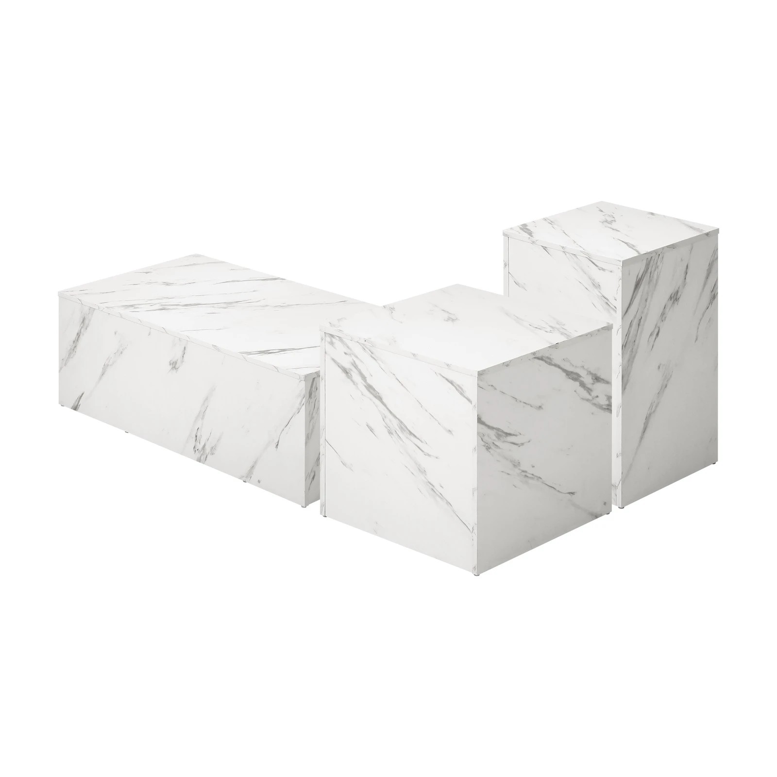 8 Oikiture Coffee Table Set Of 3 Side Tables Sofa Cafe Desk Marble Effect
 - White, 8 of 10