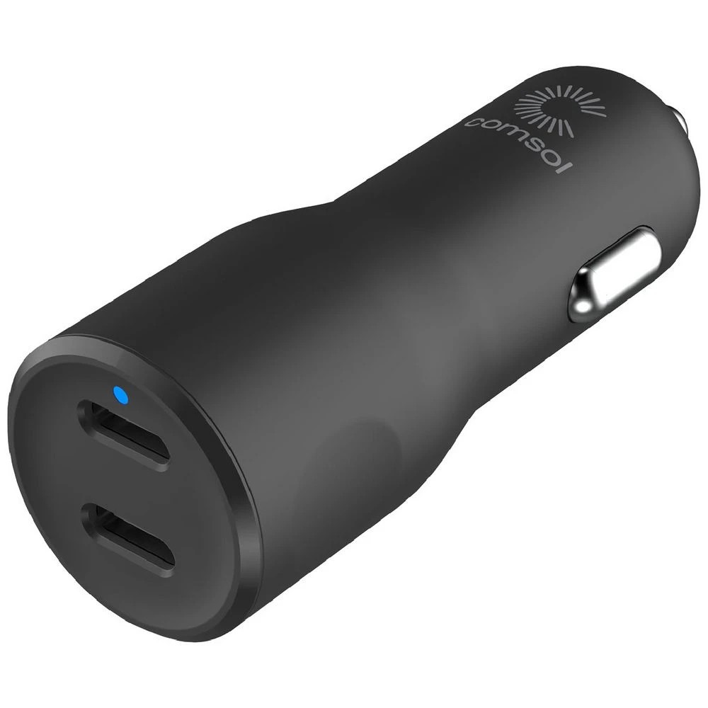 1 Comsol Dual Port USB-C Car Charger 40W Black, 1 of 3