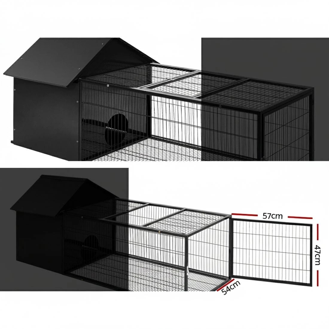 5 i.Pet Rabbit Cage Hutch 162x60cm Enclosure - Black, 5 of 6