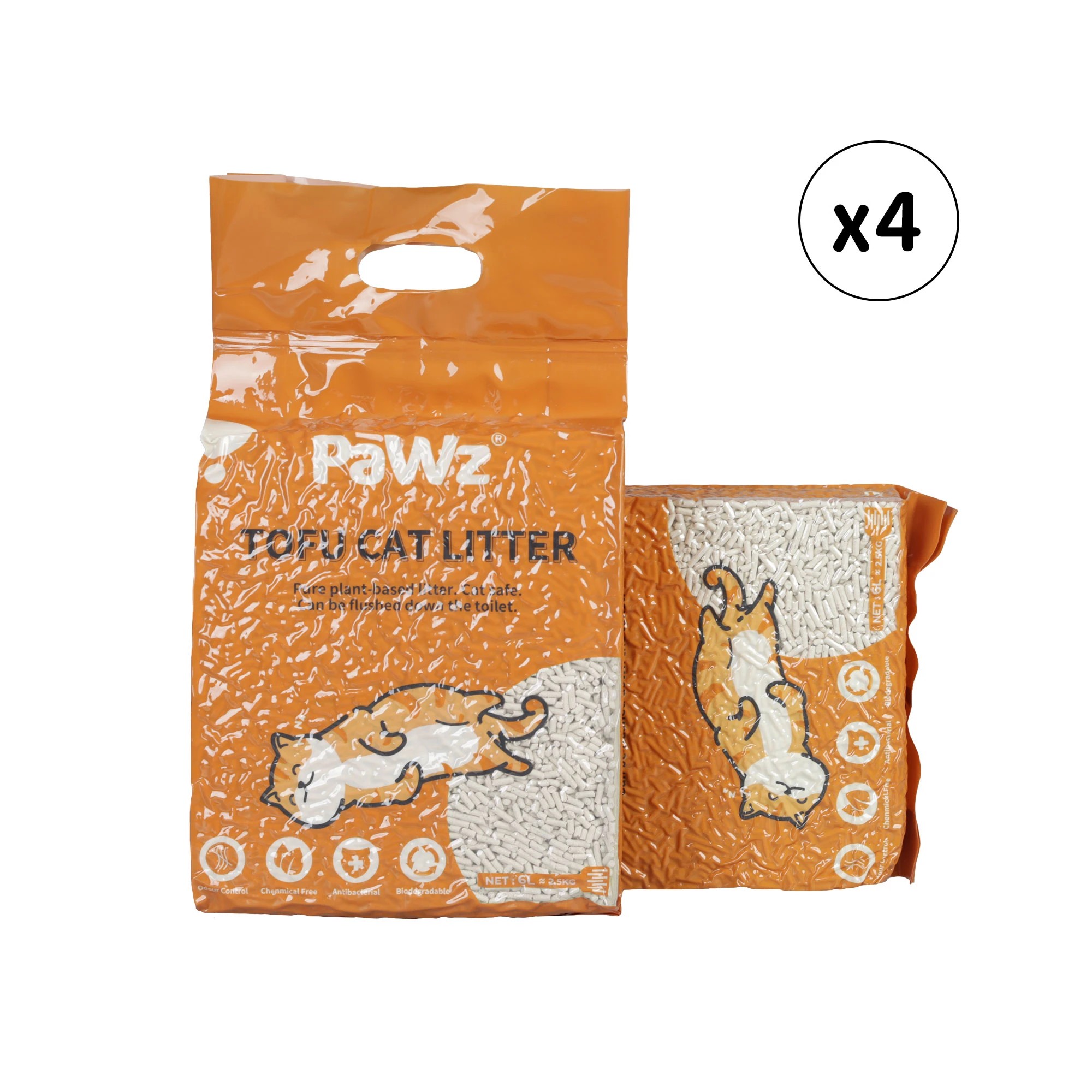 1 Pawz 2.5kg Tofu Cat Litter 4 Pack, 1 of 6