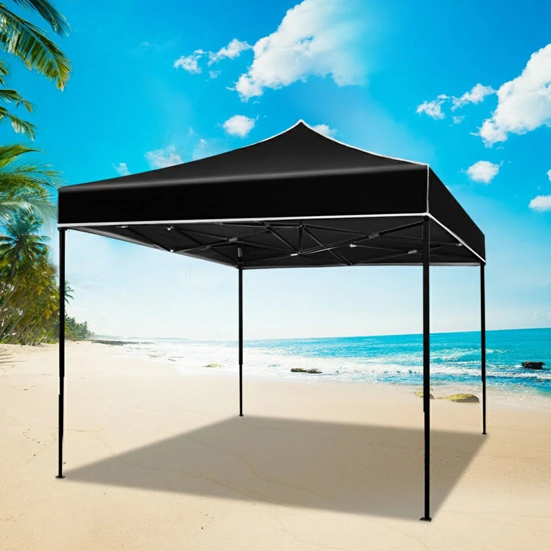 7 Instahut Gazebo Pop Up Marquee 3x3m Folding Tent Wedding Outdoor Camping Canopy Gazebos - Black, 7 of 8