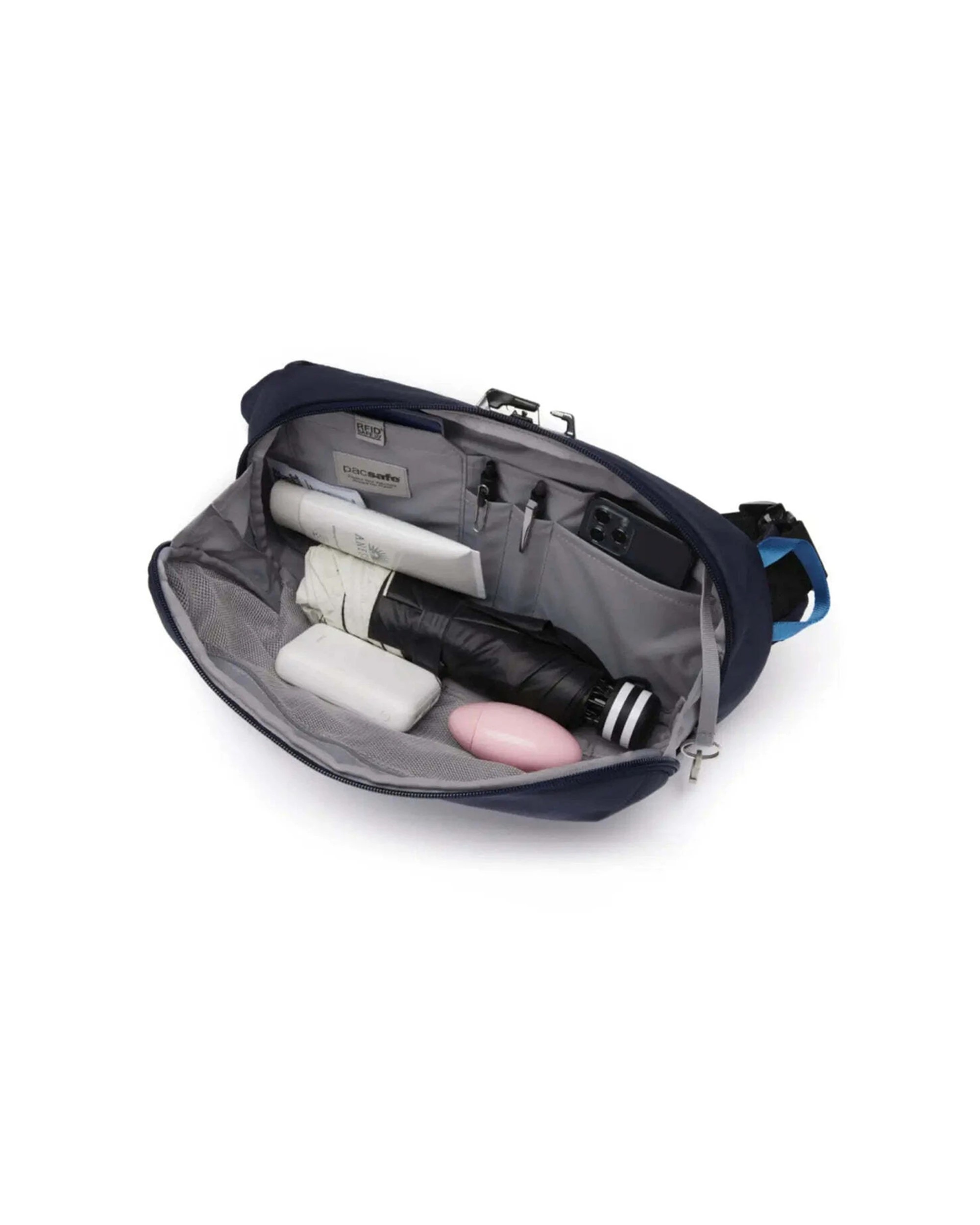 2 Pacsafe V Urban Anti-Theft Sling Pack Cut Resistant Strap Adjustable Waist Ocean - Black, 2 of 8