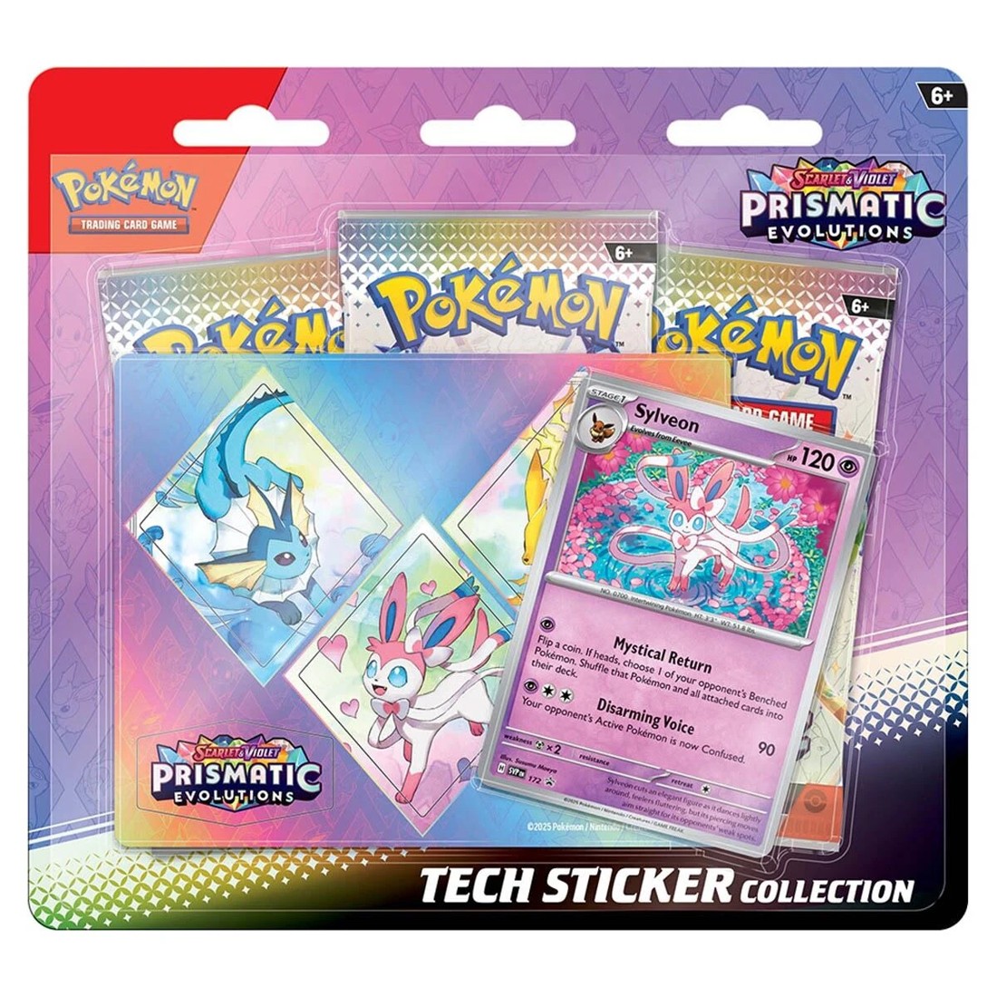6 Pokemon Trading Card Game: Scarlet and Violet Prismatic Evolution Tech Sticker Collection - Assorted, 6 of 8