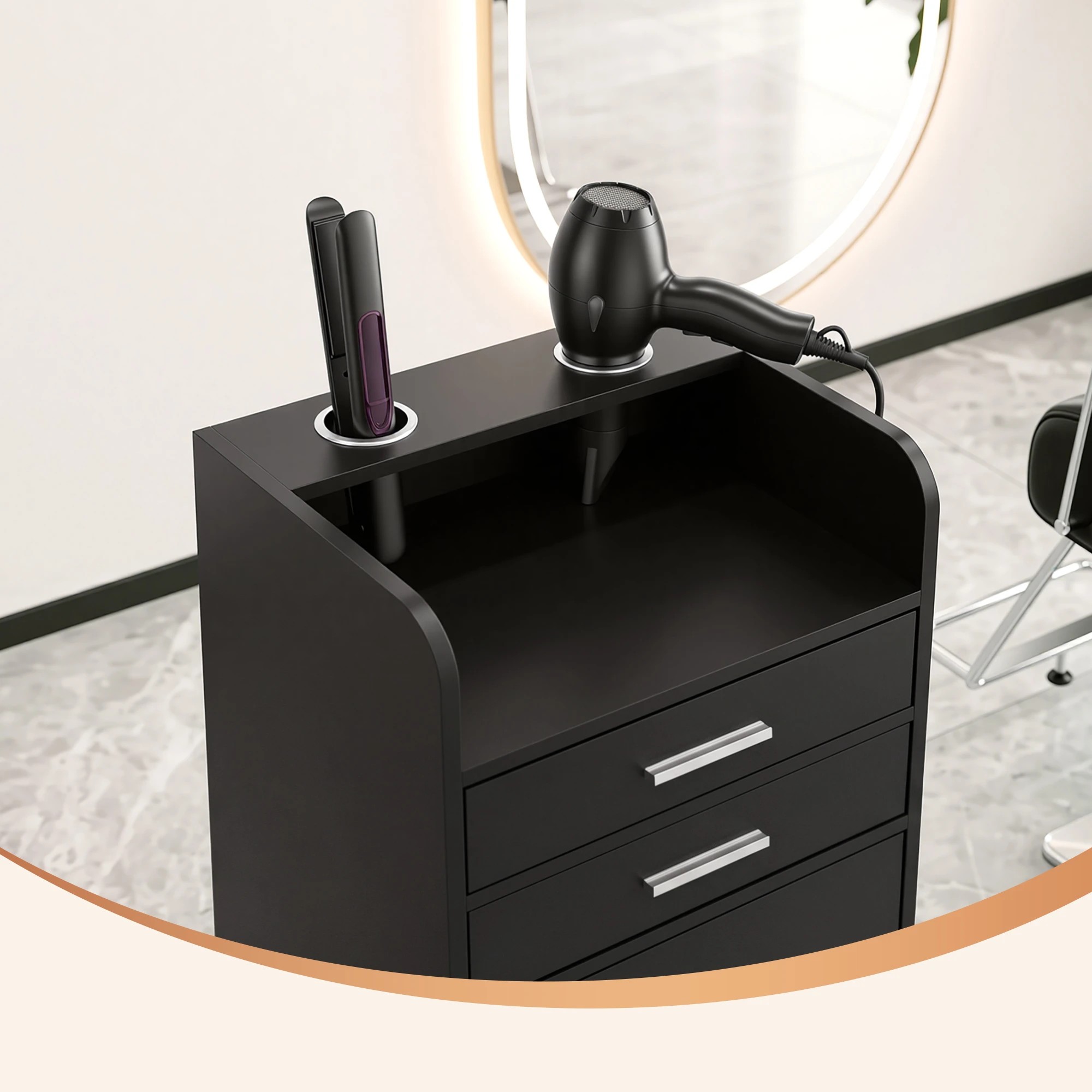 6 Artiss Professional Salon Station Rolling Cart, Hair Styling Beauty Cabinet - Black, 6 of 10