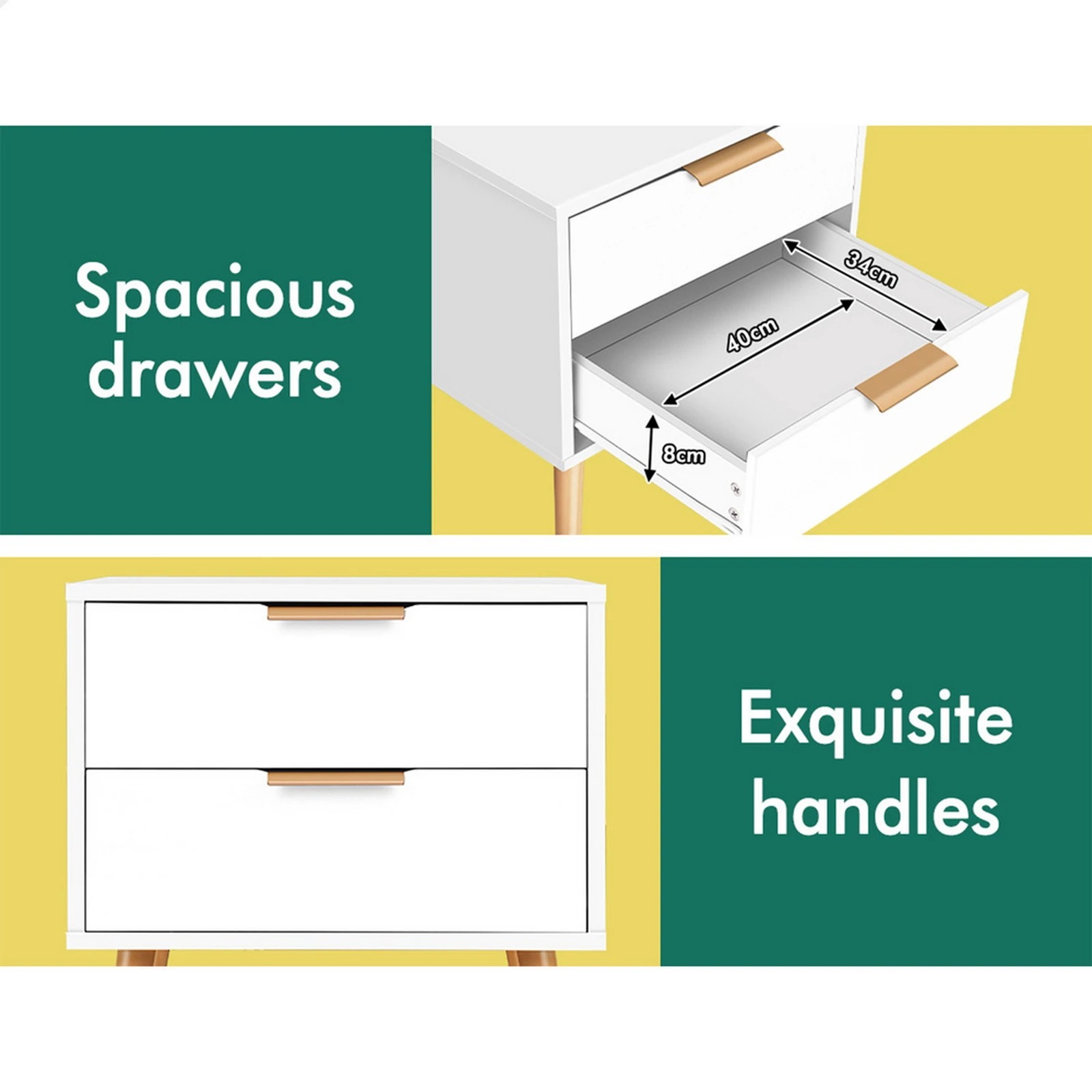 9 Alfordson Bedside Table Nightstand Side Storage Cabinet Scandinavian - White, 9 of 10