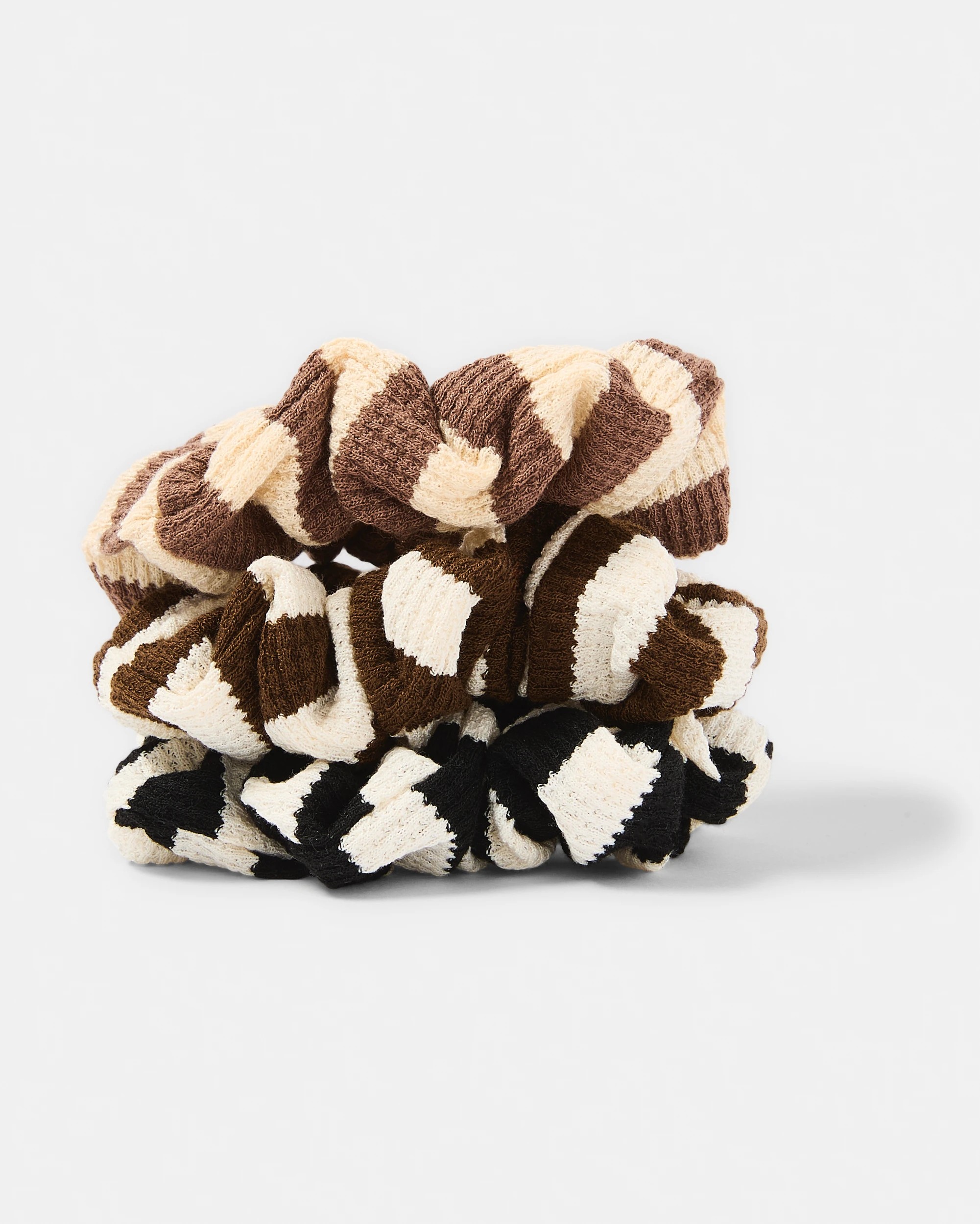 1 3 Pack Neutral Stripe Scrunchies, 1 of 5