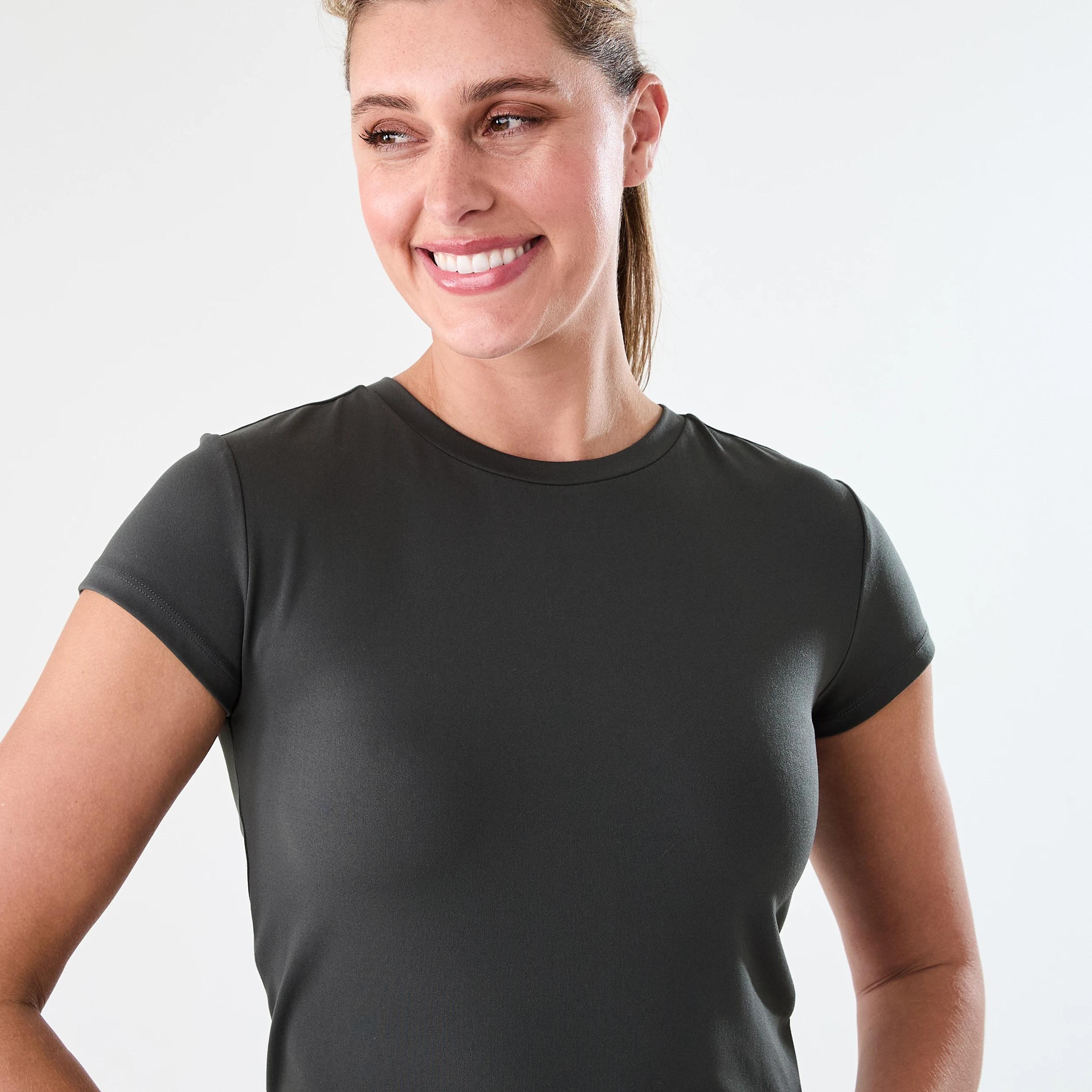 4 Active Womens Ultra Soft Crew Neck T-shirt DARKISH GREY, 4 of 5