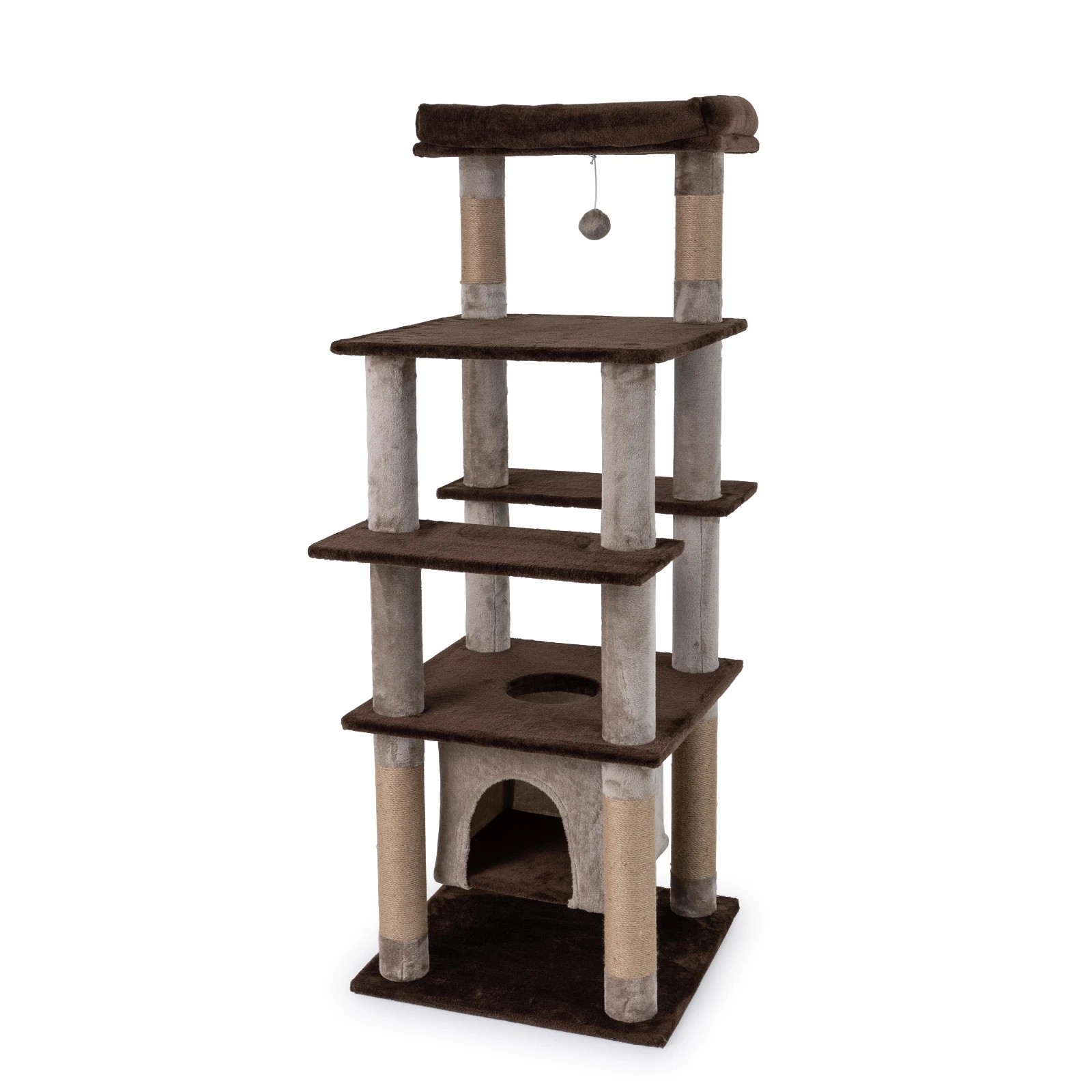 1 Costway 148cm Cat Tree w/Swaying Aerial Condo Indoor Cat Tower, 1 of 7