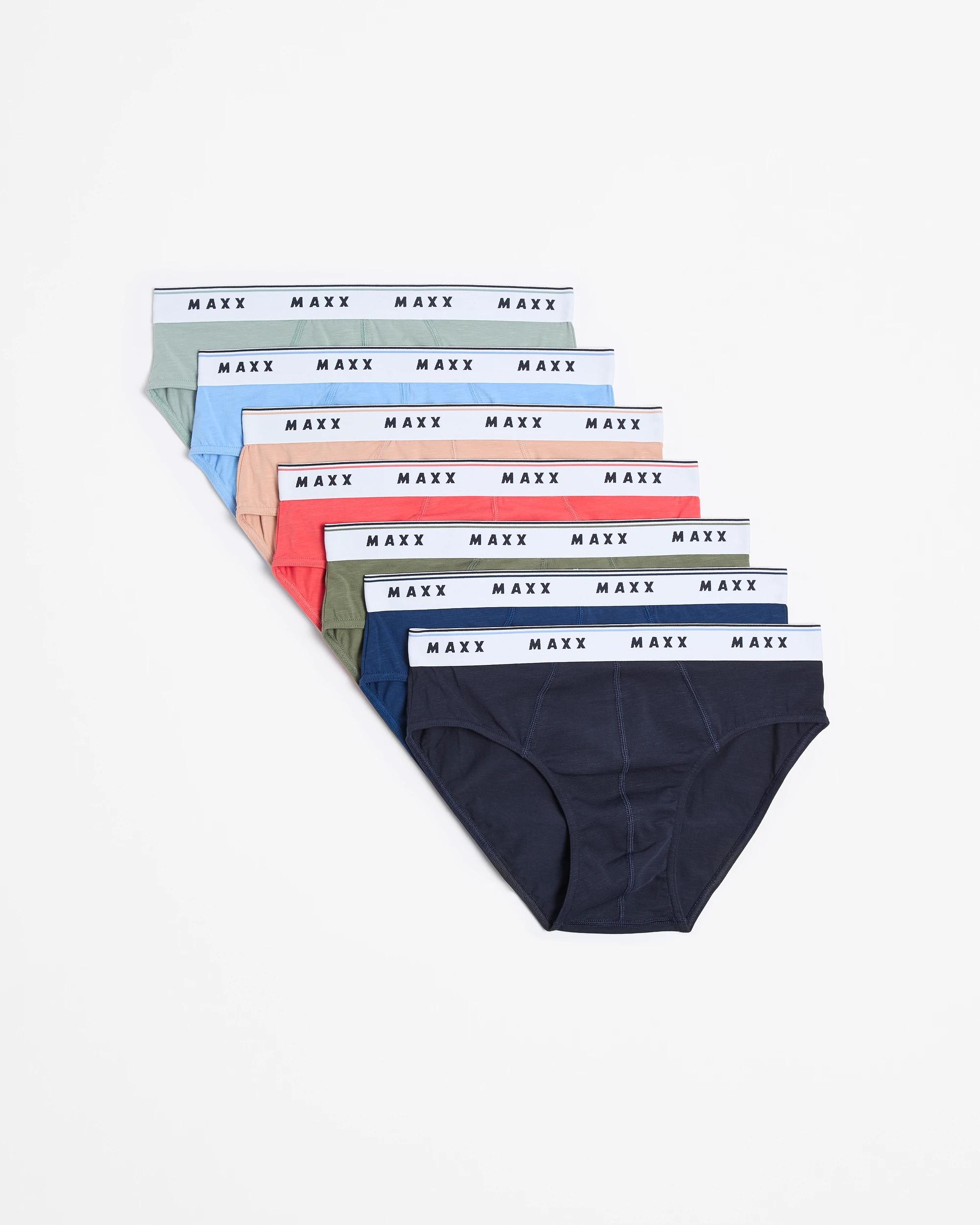 1 Mens Australian Cotton Blend Hipster Briefs 7 Pack - Maxx NAVY/BLUE/GREEN/RED/BROWN/VISTA BLUE/SLATE, 1 of 5