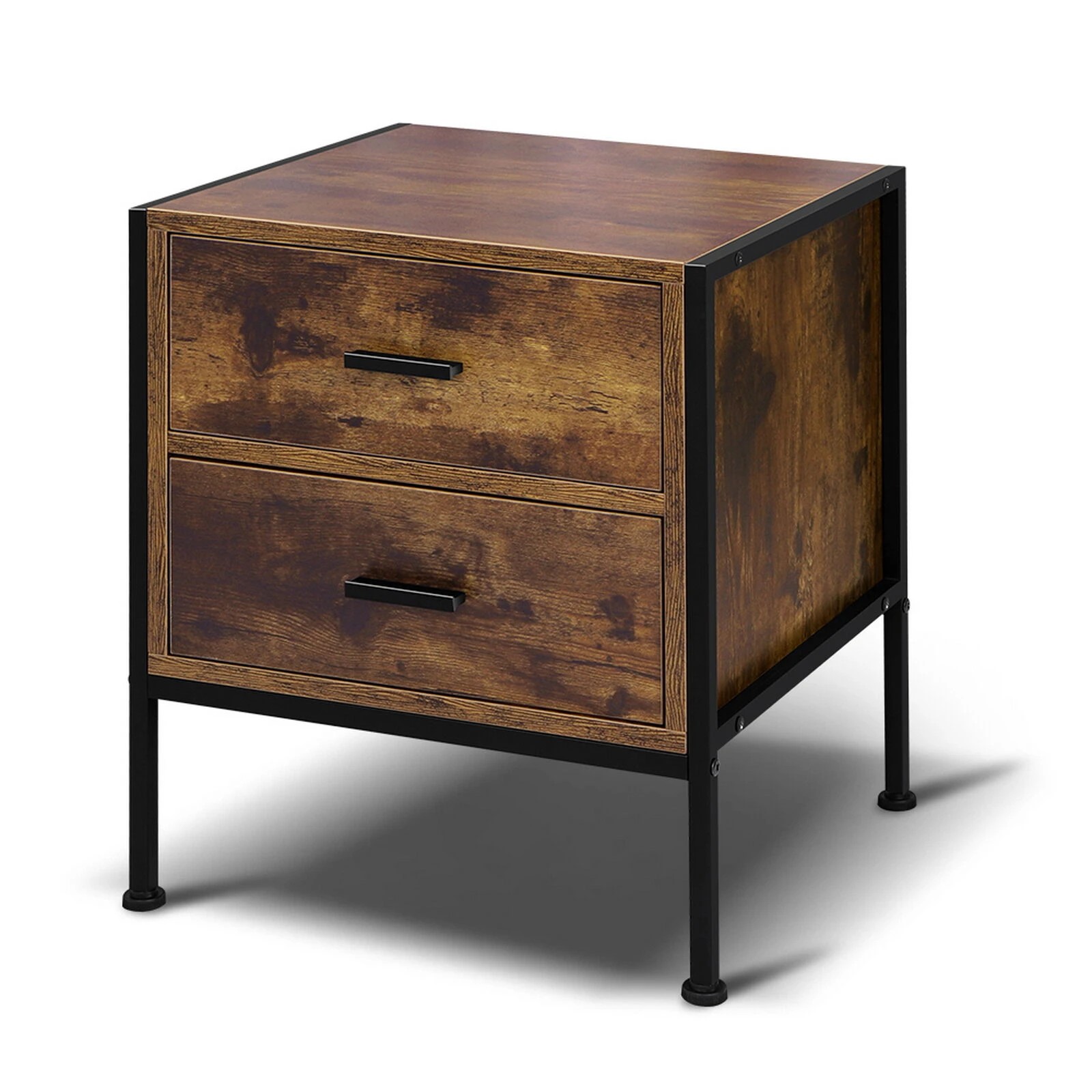 1 Alfordson Bedside Table Retro Wooden Nightstand Vintage Storage Side Cabinet - Brown, 1 of 10
