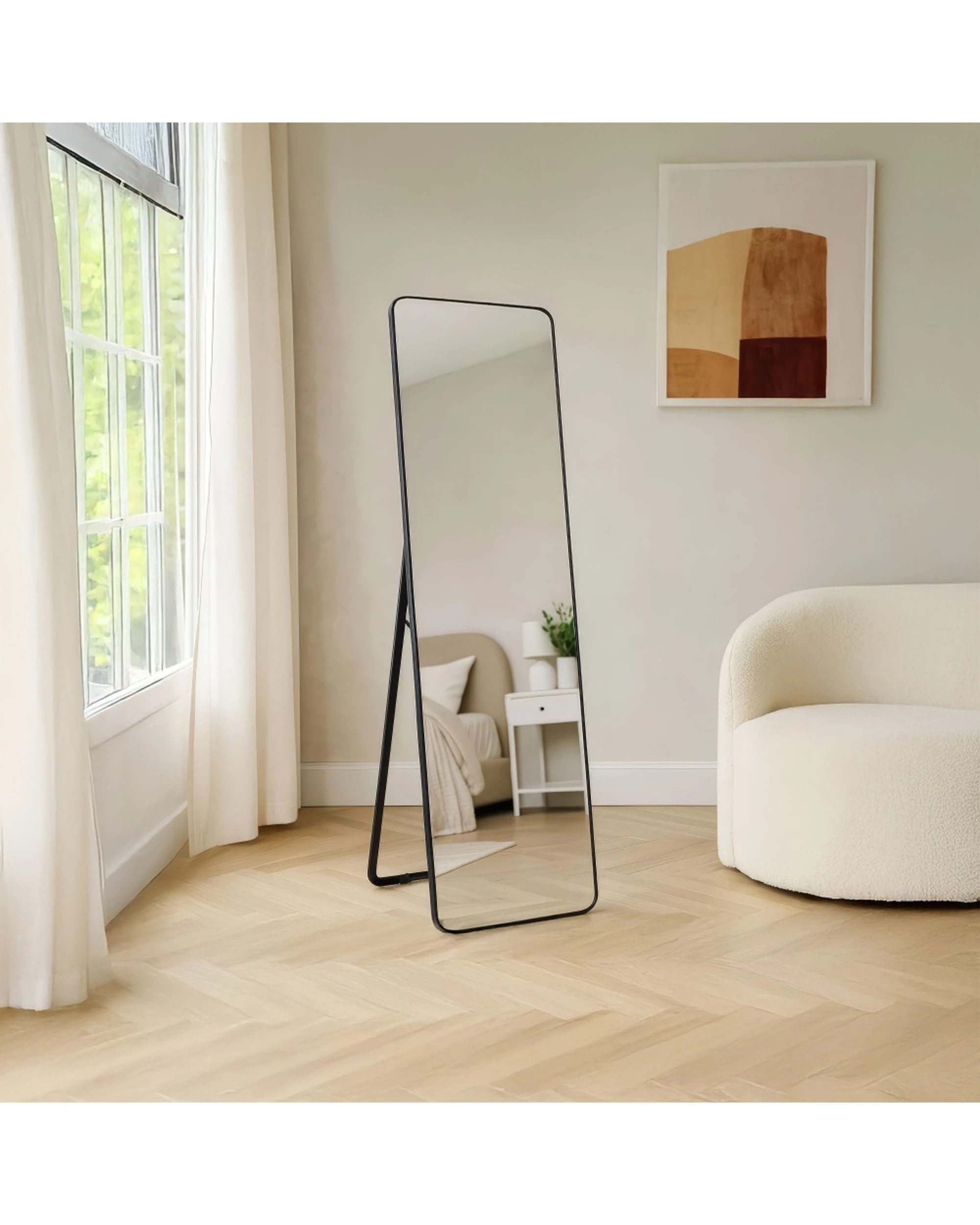 8 Urban Style Standing Mirror Full Length Contemporary Decor 150cm - Black, 8 of 9