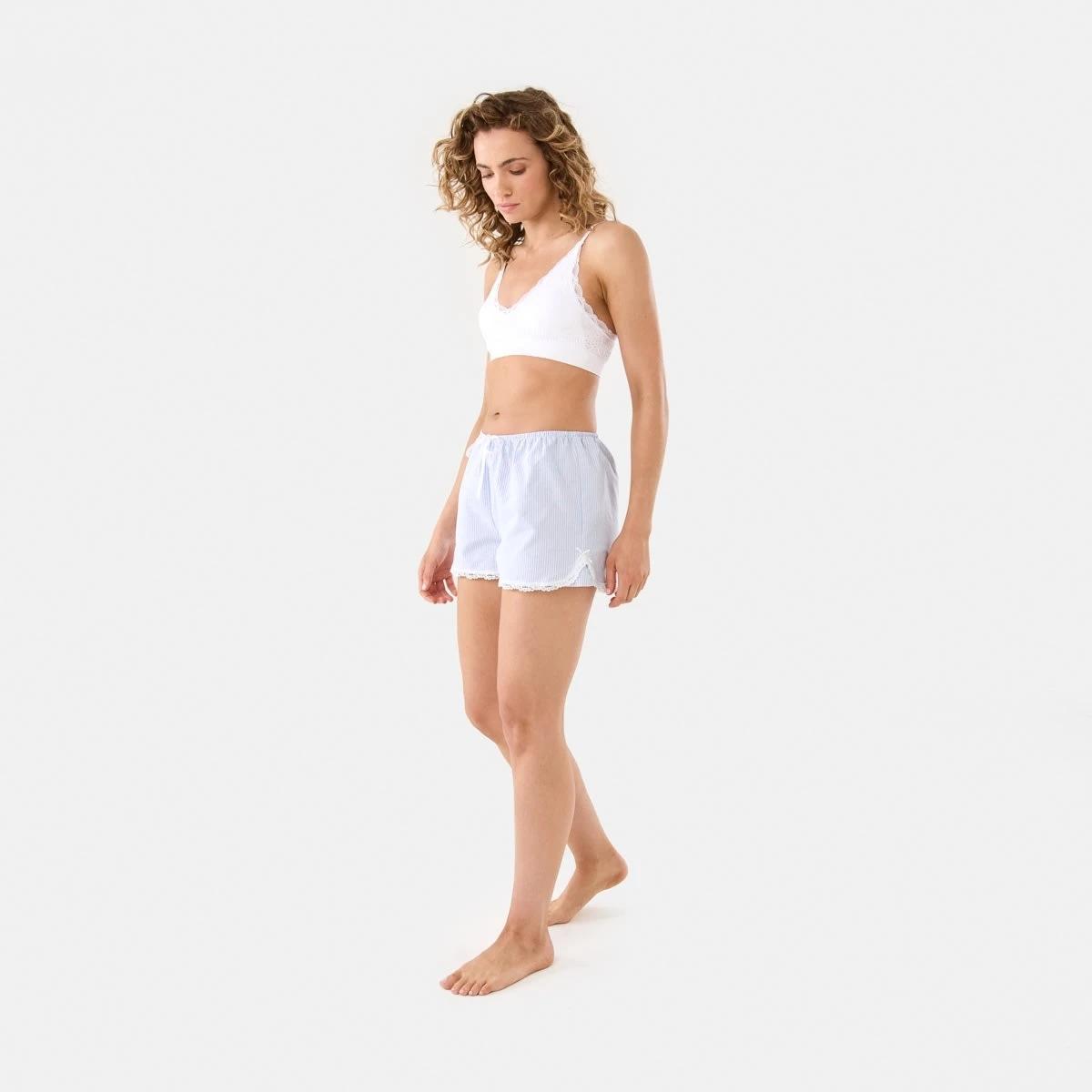 3 Stripe Lace Trim Shorts STRIPE BLUE HALOGEN BLUE, 3 of 8