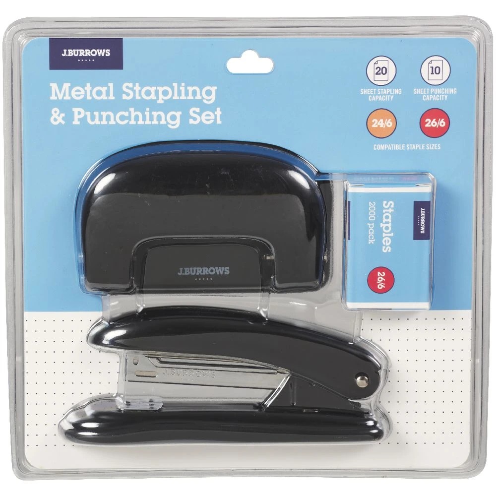 3 J.Burrows Metal Stapler/Hole Punch Value Pack Black, 3 of 3