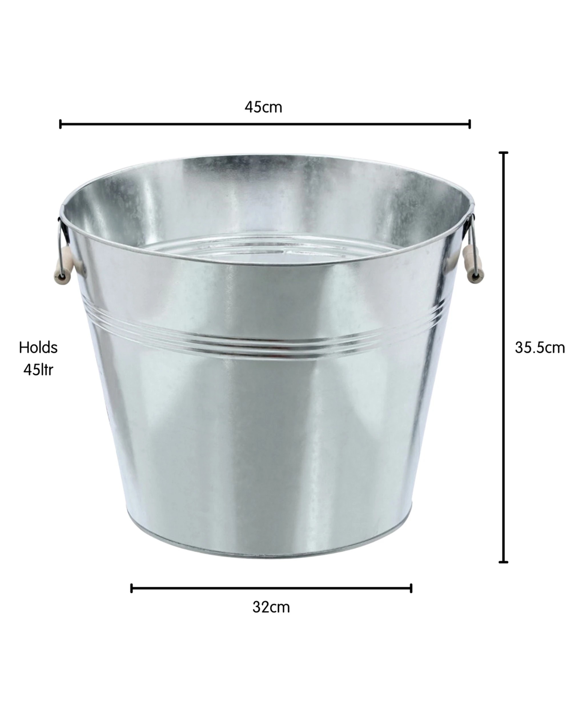 3 Lemon & Lime Galvanised Metal Ice Bucket With Wooden Handles 45L, 3 of 3