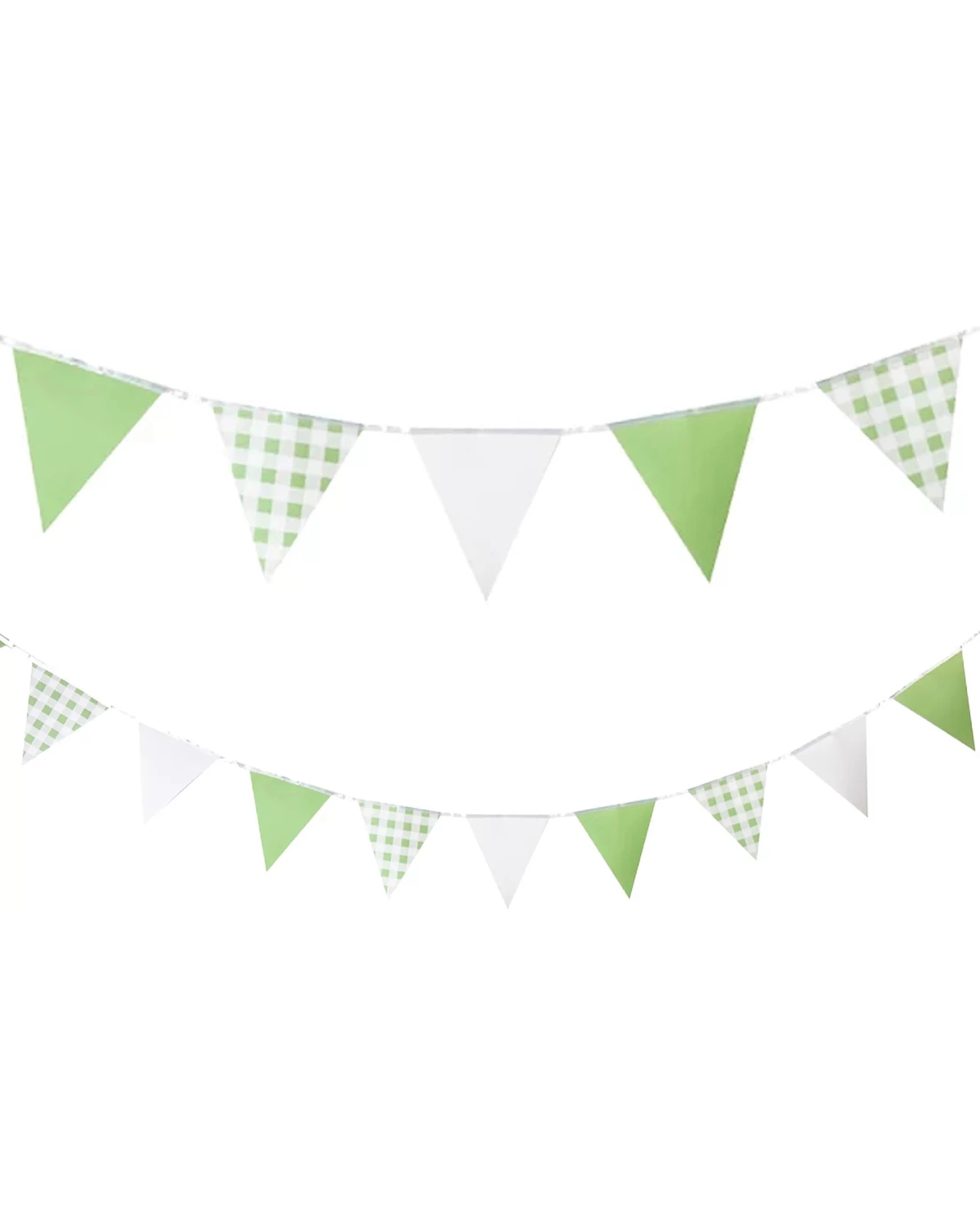 1 Partyrama Gingham Flag Banner 3.5m - Green, 1 of 5