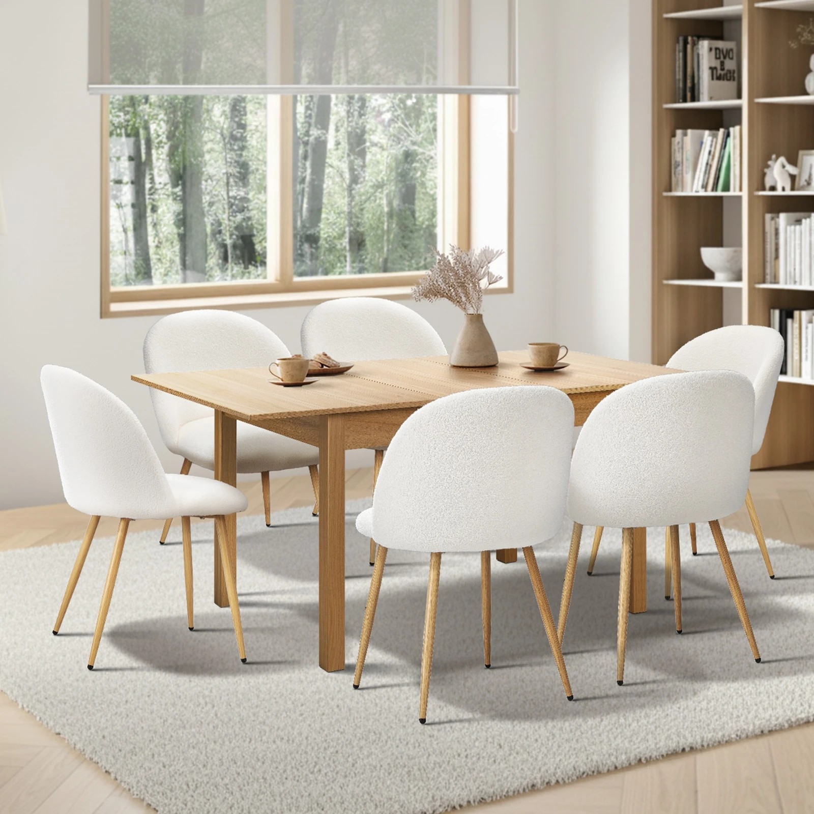 3 Oikiture 7pc Extendable Dining Table and Chairs Kitchen Dining Set - Natural, 3 of 9