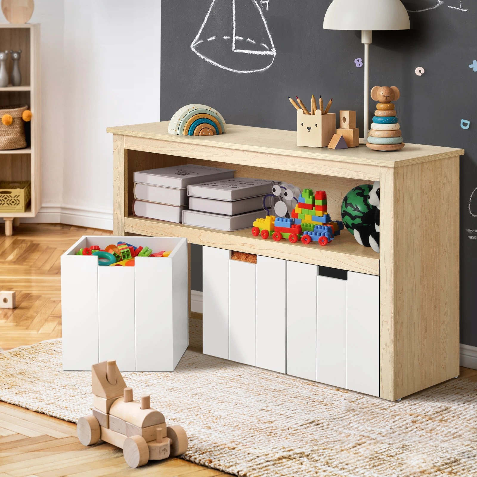 3 Oikiture Kids Toy Storage Cabinet Displayshelf With 3 Portable Box - Multi, 3 of 8