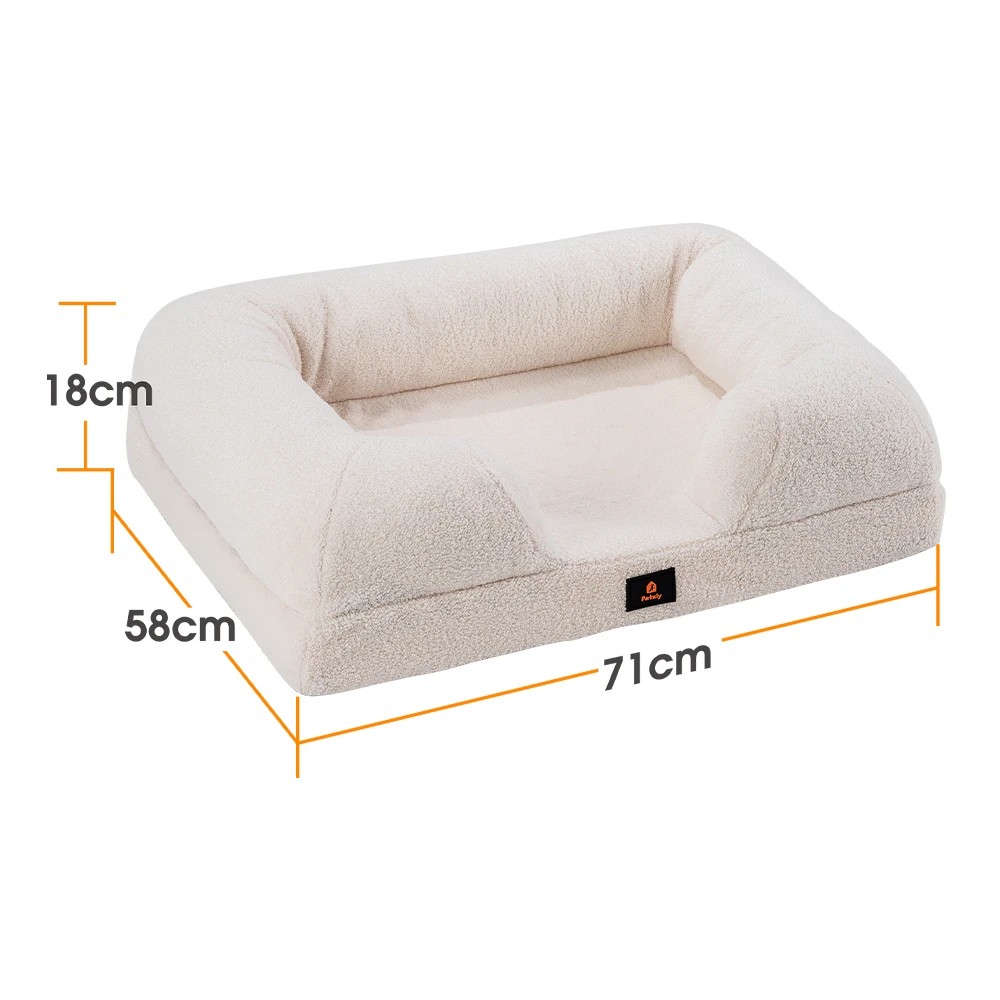 2 Petzly Memory Foam Dog Bed Pet Sofa Calming Bed Washable Removable - White, 2 of 3