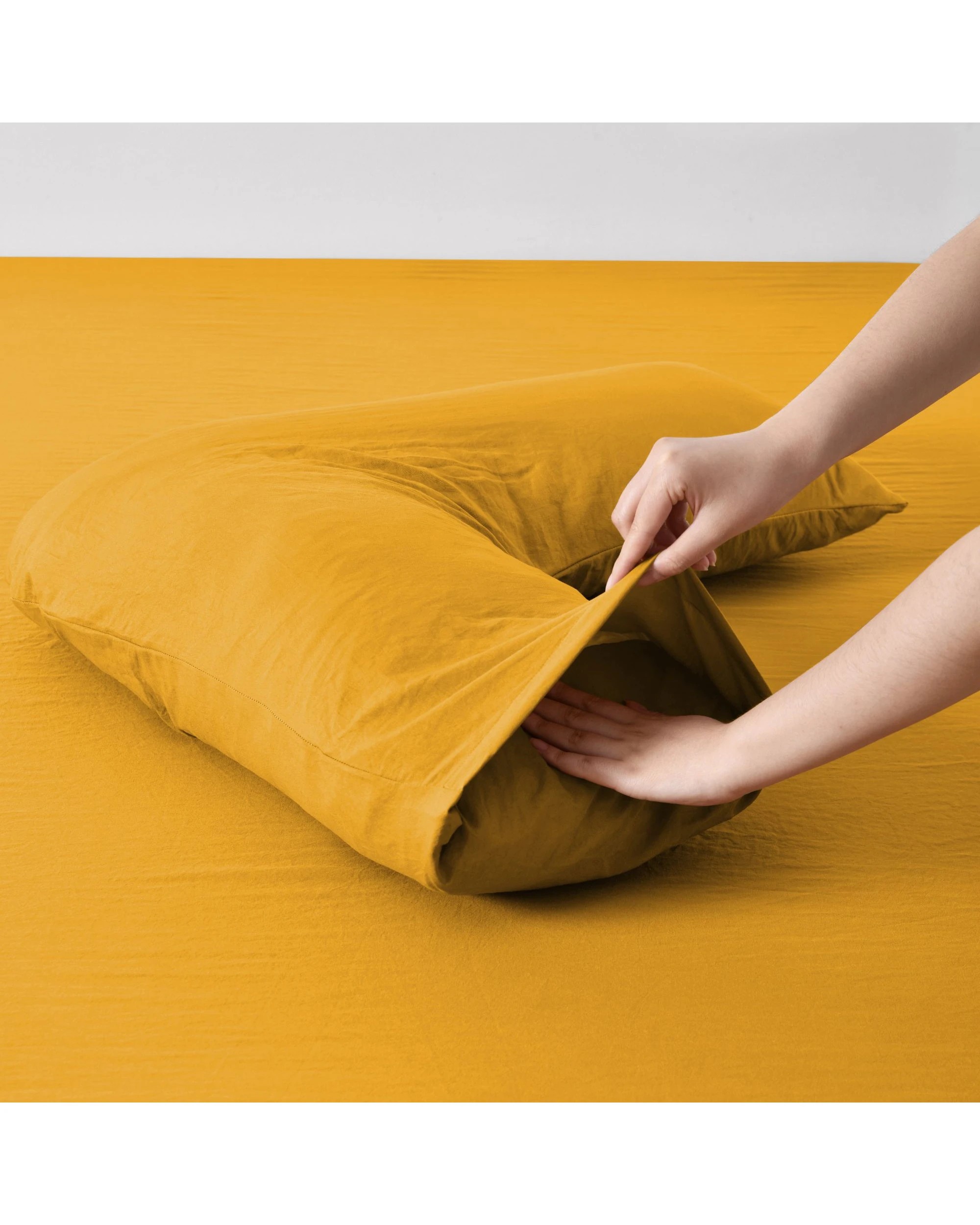 4 Dreamaker Superfine Washed Microfibre V-Shape Pillowcase Twin Pack - Mustard, 4 of 6
