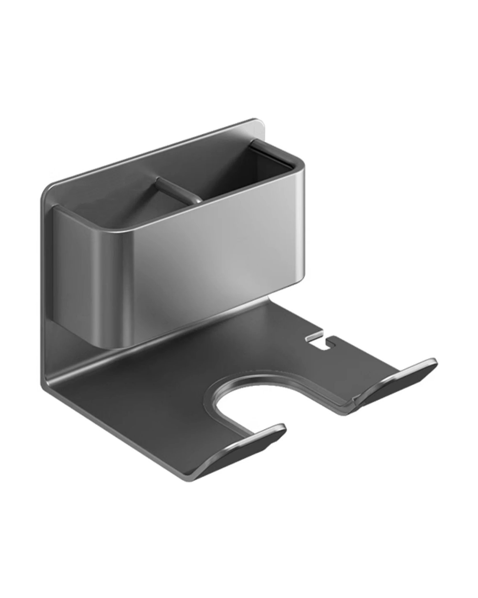 1 TODO Hair Dryer Holder Caddy Aluminium Alloy Bathroom Storage Shelf Rust Free Wall Mounted - Carbon Grey - Grey, 1 of 5