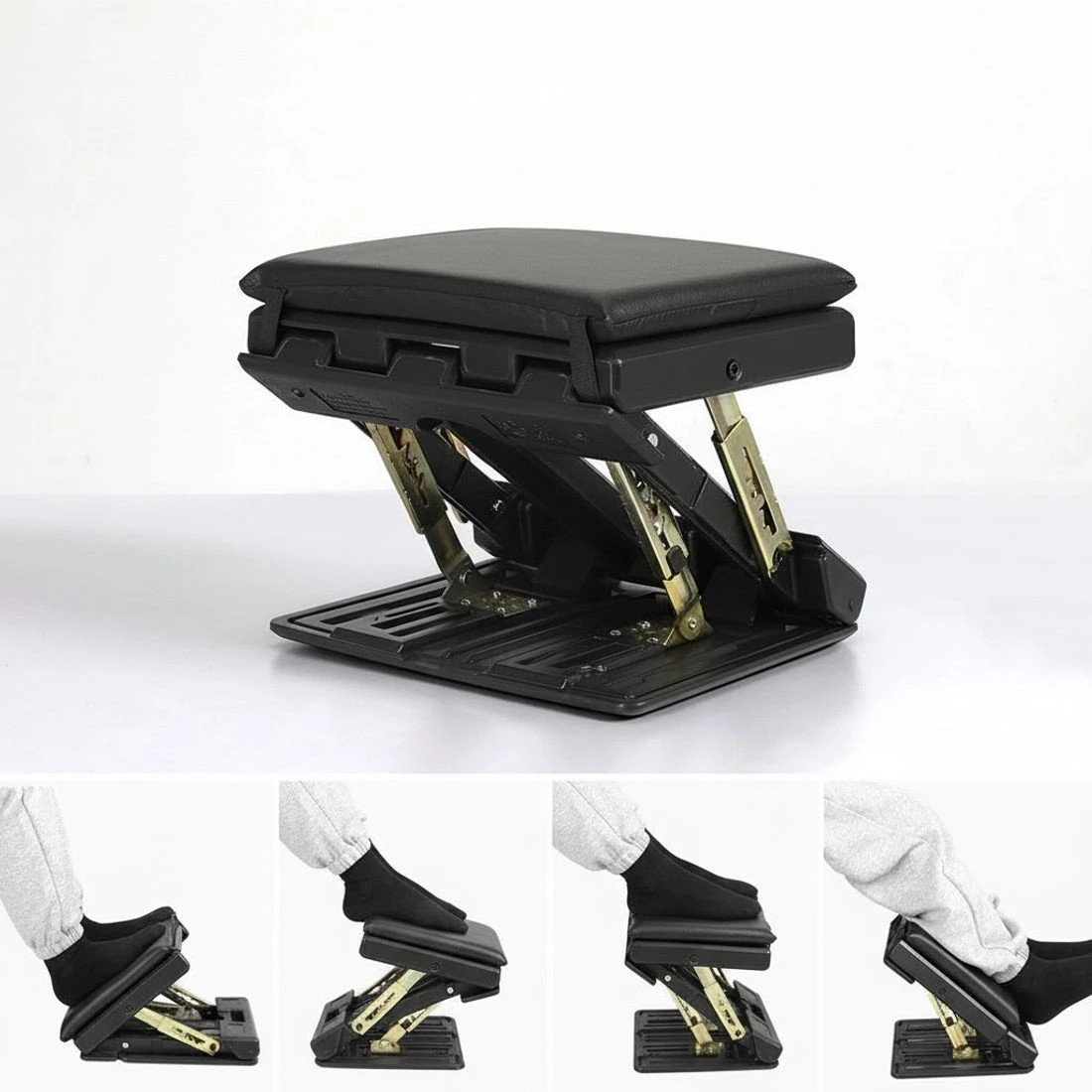 3 Artiss Foot Rest Stool Office Under Desk Fold Footrest Massage Cushion Pad - Black, 3 of 5