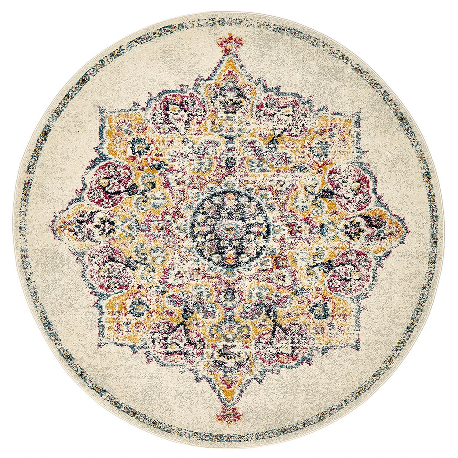 2 Common Ground Rugs Gallery 864 200x200cm - Medium Round Power Loomed Pet Friendly Rug - Natural, 2 of 3