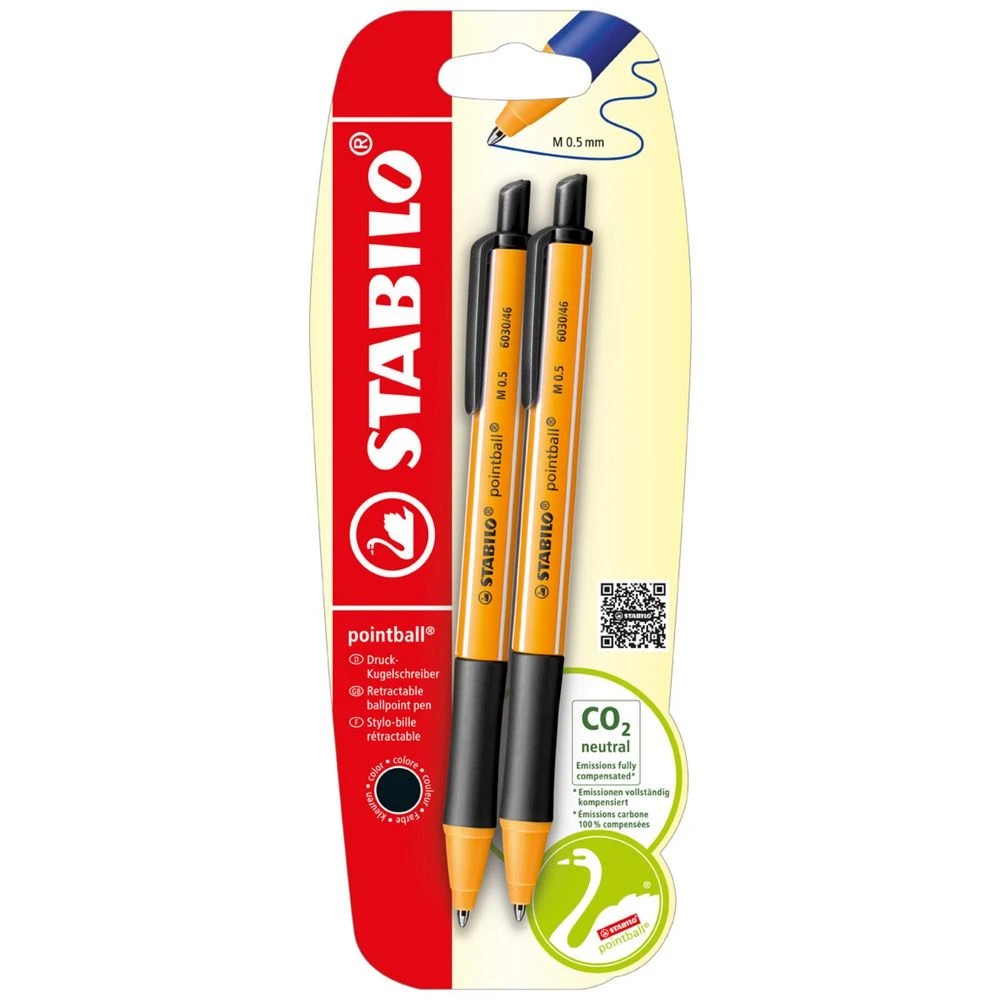 1 STABILO Pointball Ballpoint Pen Black 2 Pack, 1 of 1
