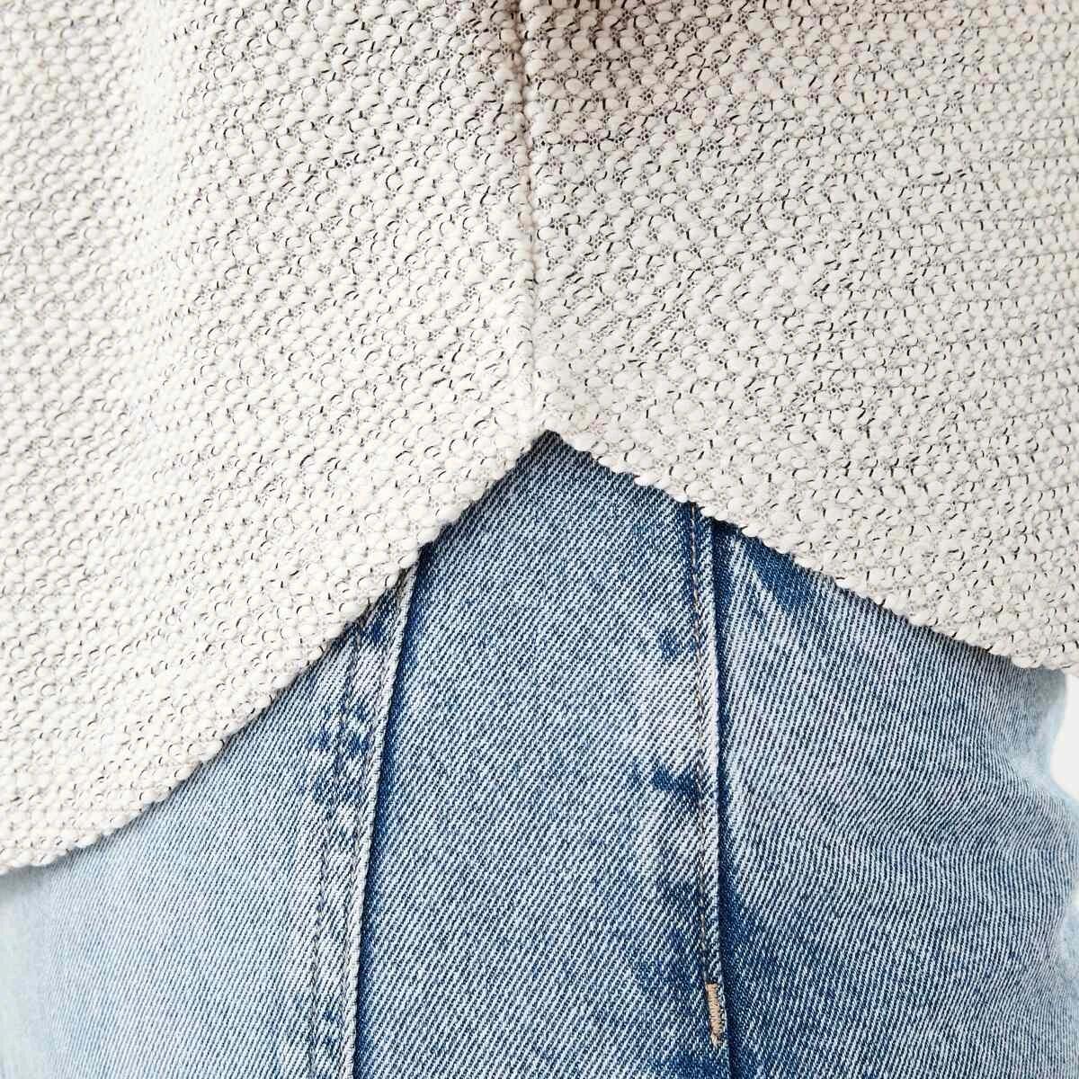 7 Long Sleeve Textured Split Hem Top Nat Beige, 7 of 7