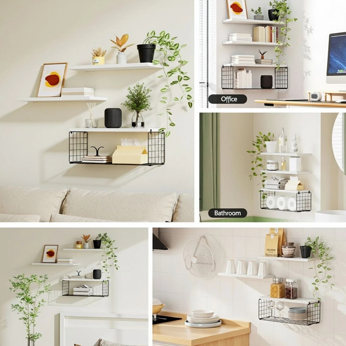 5 Artiss Floating Wall Shelf Set of 3 - White, 5 of 6