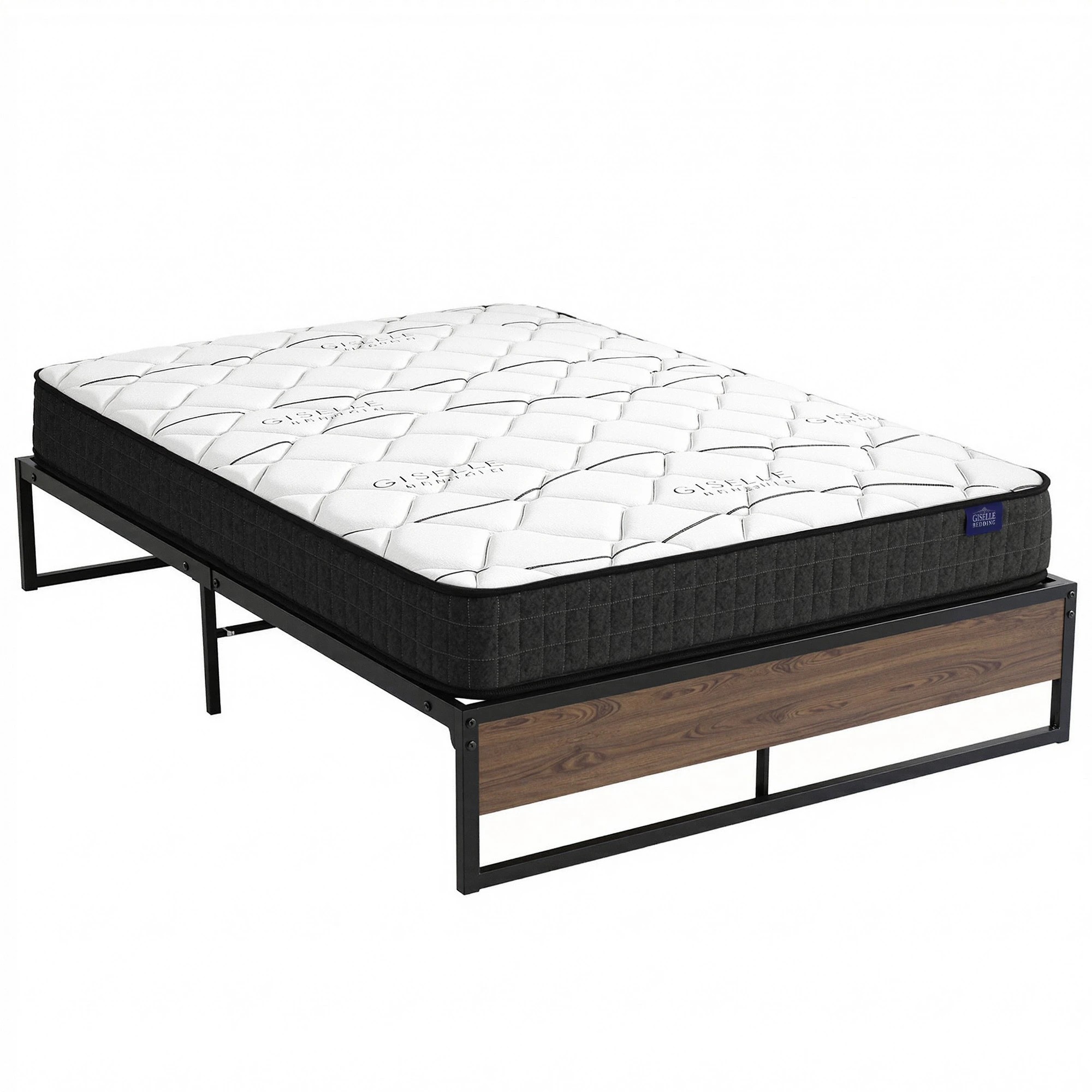 1 Giselle Double Mattress 16cm and Artiss Metal Bed Frame Set for Guest Rooms Studios - Double Bed - Multi, 1 of 9
