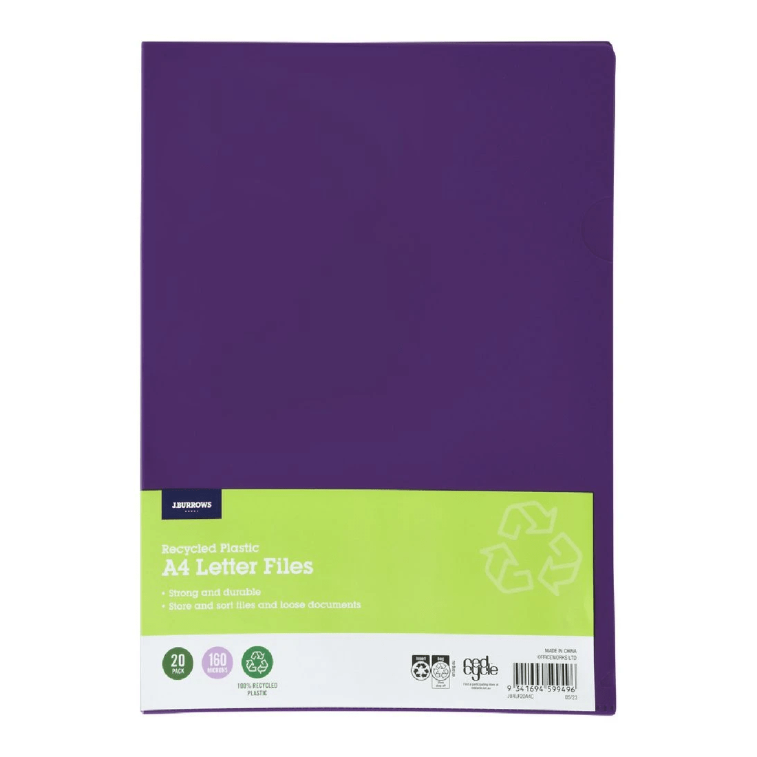 1 J.Burrows A4 Letter File Purple 20 Pack, 1 of 3