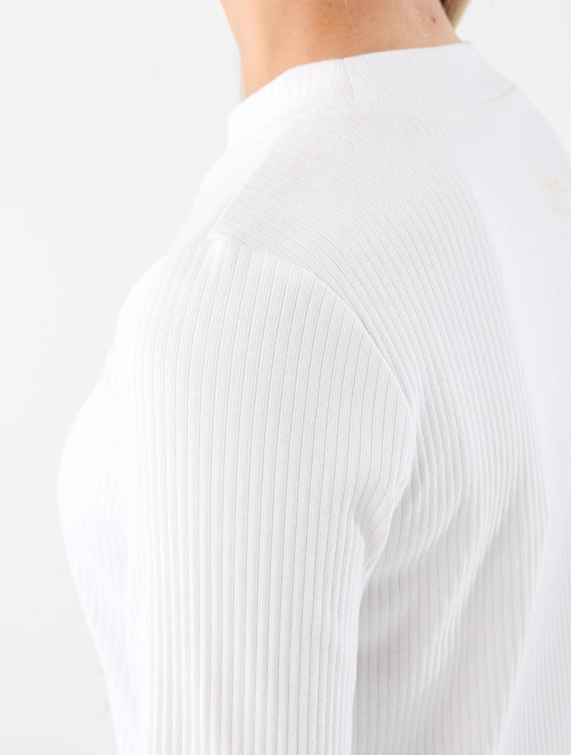 5 Long Sleeve Rib Skivvy Top White, 5 of 7