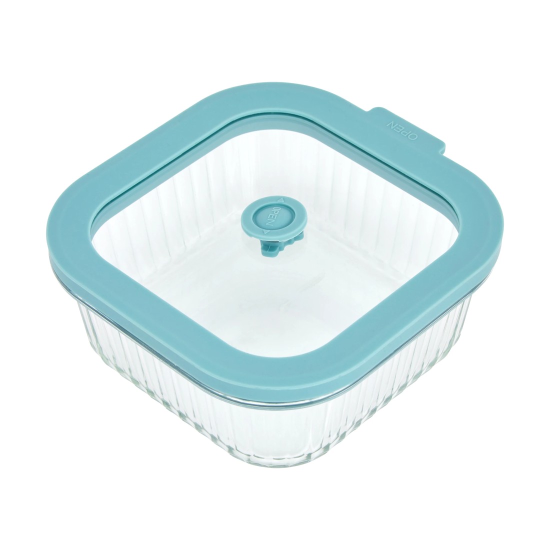 1 800ml Square Ribbed Glass Container, 1 of 4