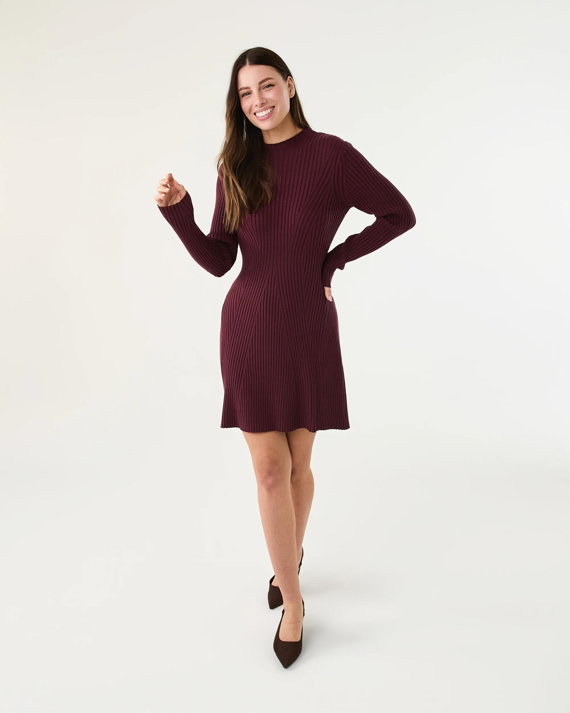 7 Long Sleeve True Knit Skater Mini Dress Red Royale, 7 of 7