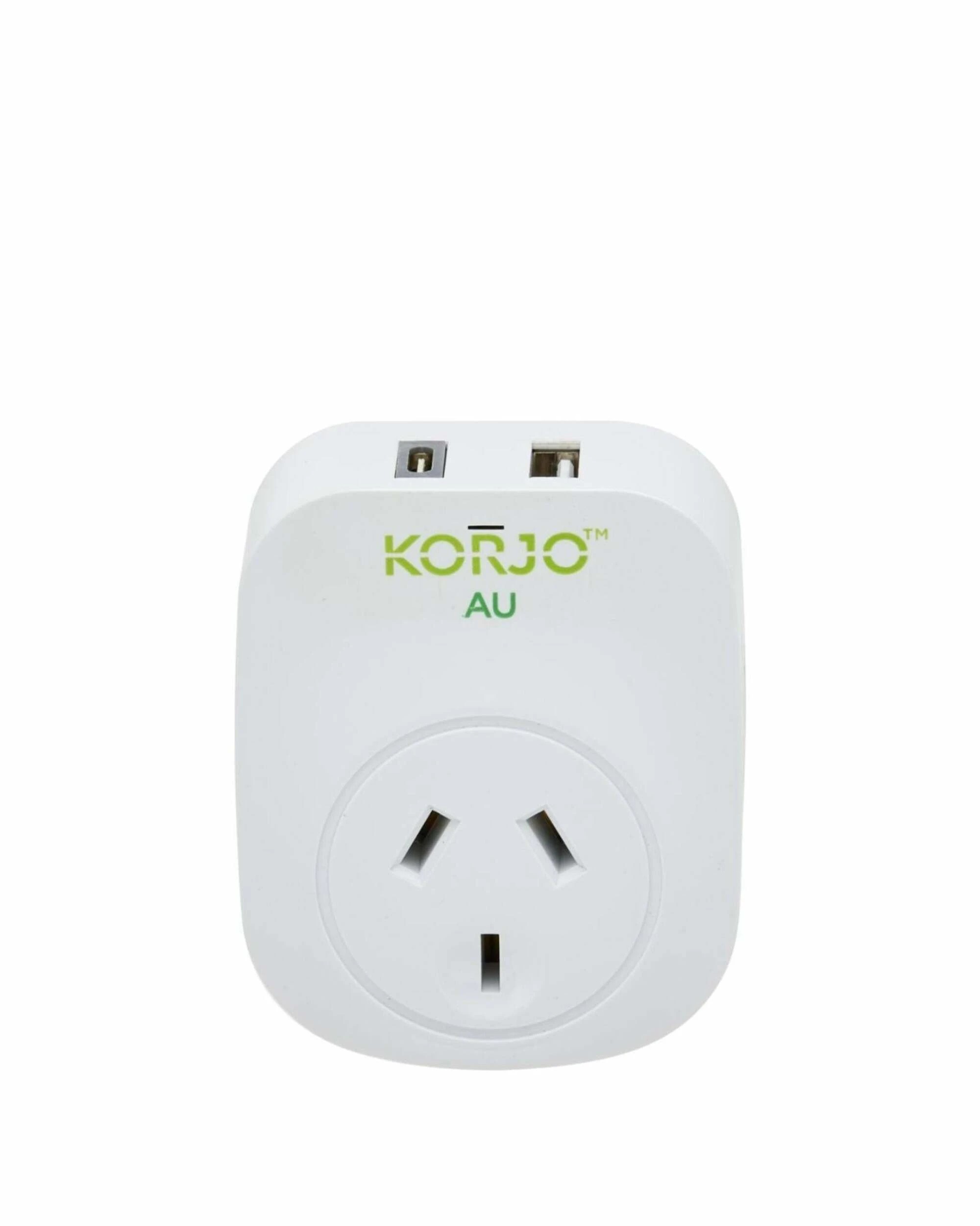 1 Korjo Inbound Travel Adaptor Plug with USB-C + USB-A - Aus / NZ - White, 1 of 5