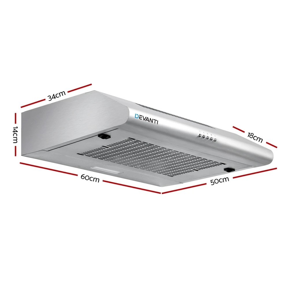 2 Devanti 600mm Range Hood 60cm Rangehood Stainless Steel - Silver, 2 of 7