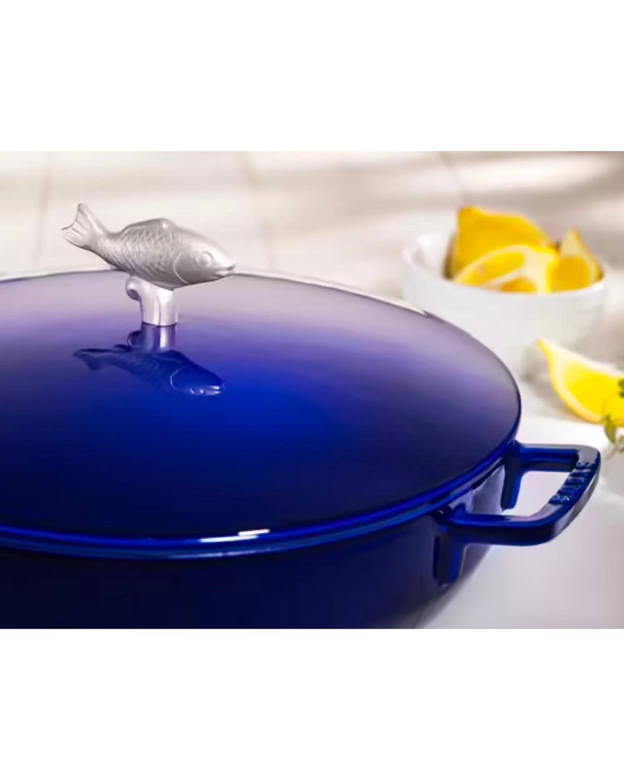 2 Staub Enamelled Cast Iron Bouillabaisse Pot 28cm  4.65L  Marine Blue - Blue, 2 of 5