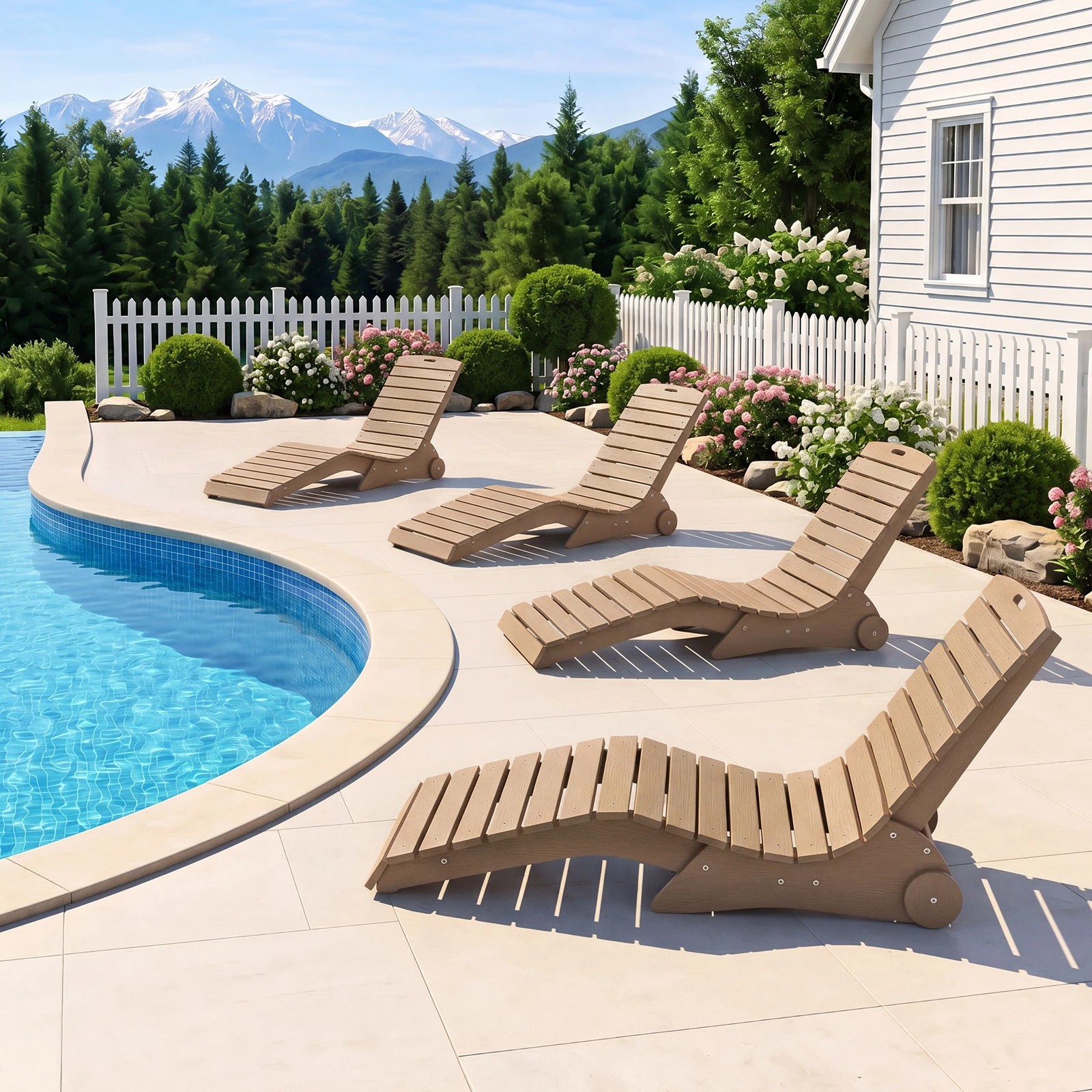 5 Costway In-Pool HDPE Lounge Chair w/Wheels S-Curve Chaise Anti-Floating Weighted Chair - Brown, 5 of 5