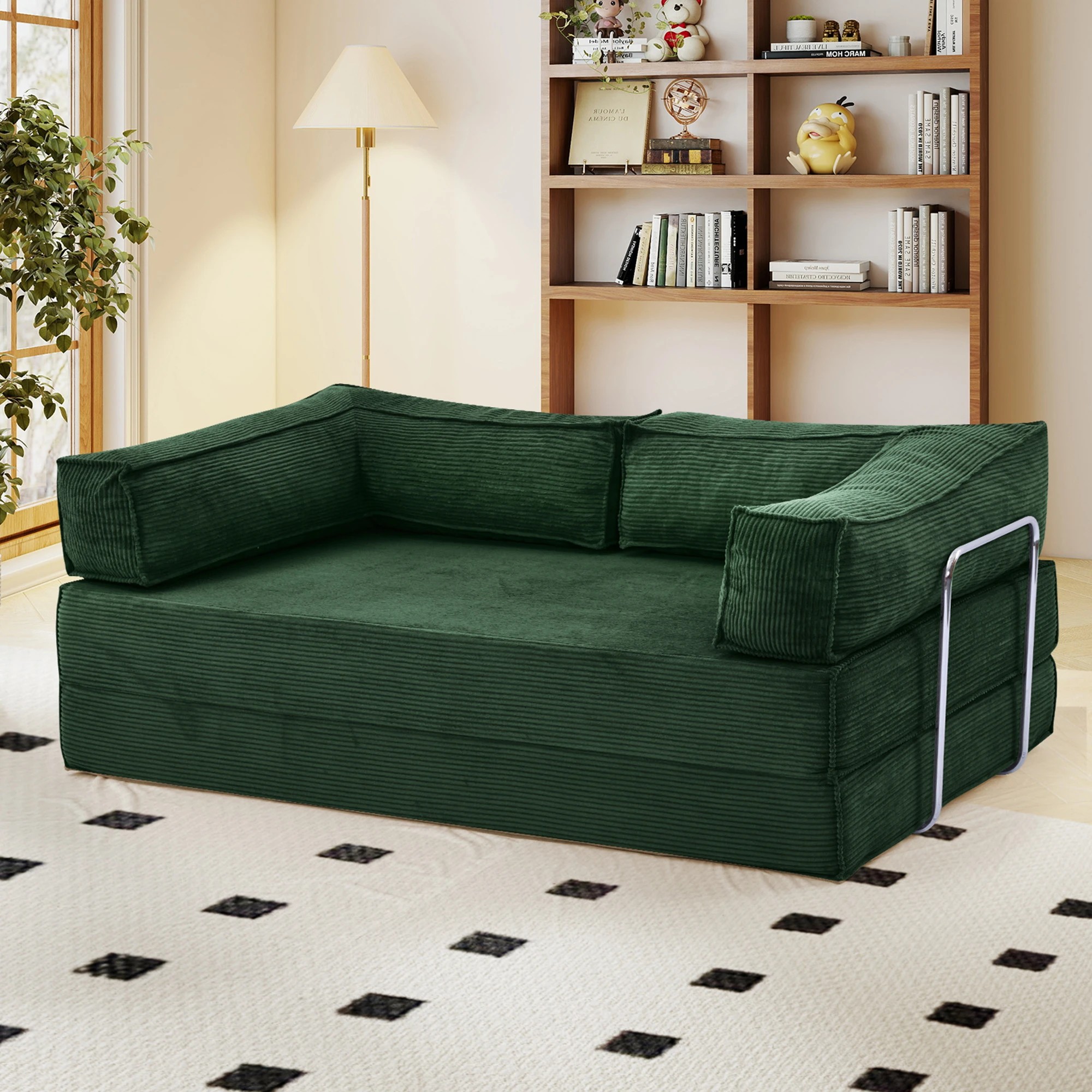 8 Levede 3 Seater 200Cm Double Corduroy Sofa Bed In Dark - Green - Green, 8 of 9