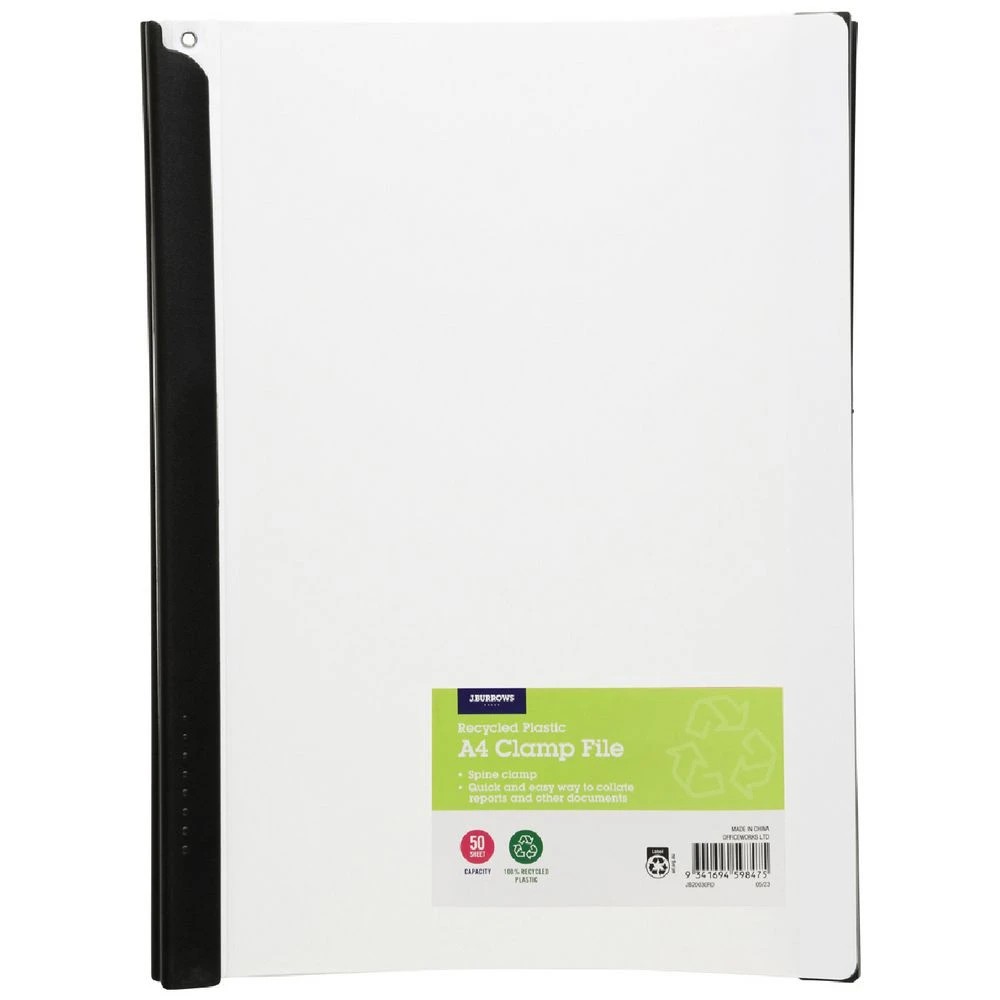 1 J.Burrows A4 Clamp Files 5 Pack White, 1 of 4