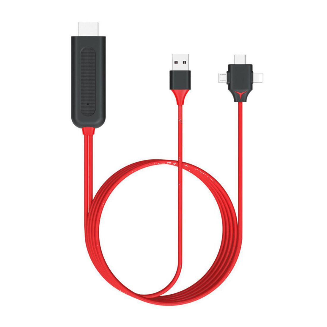 1 TODO 3 in 1 HDMI to Lightning Micro USB Type C Adapter Cable Charge iPhone Android AV TV, 1 of 6