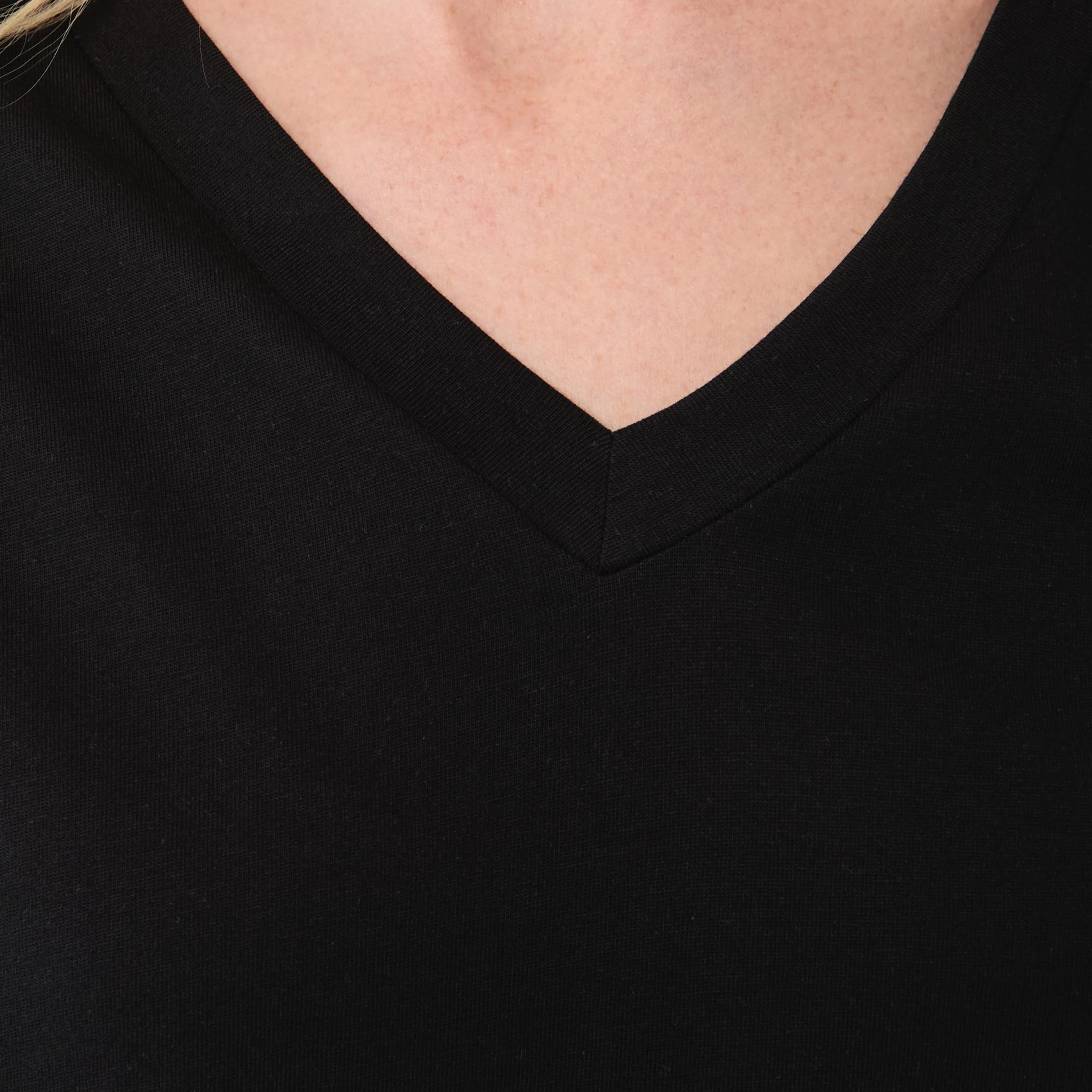 5 Short Extended Sleeve V-Neck T-shirt BLACK, 5 of 5
