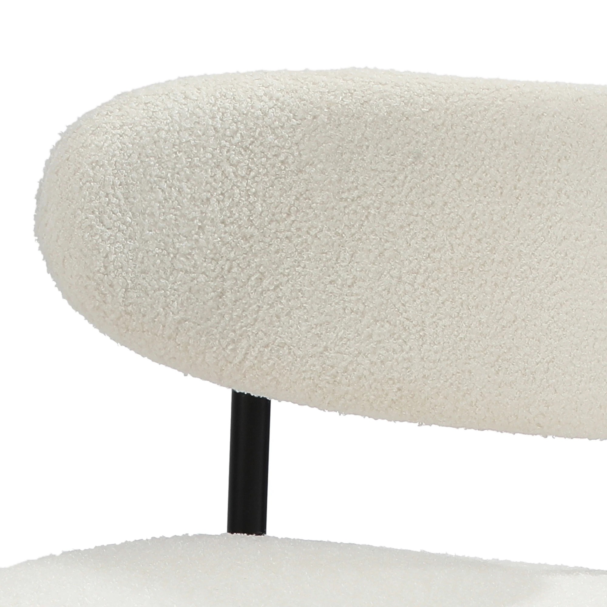 7 Oikiture 2x Dining Chairs Kitchen Chair Cafe Lounge Chair Boucle
 - White, 7 of 10