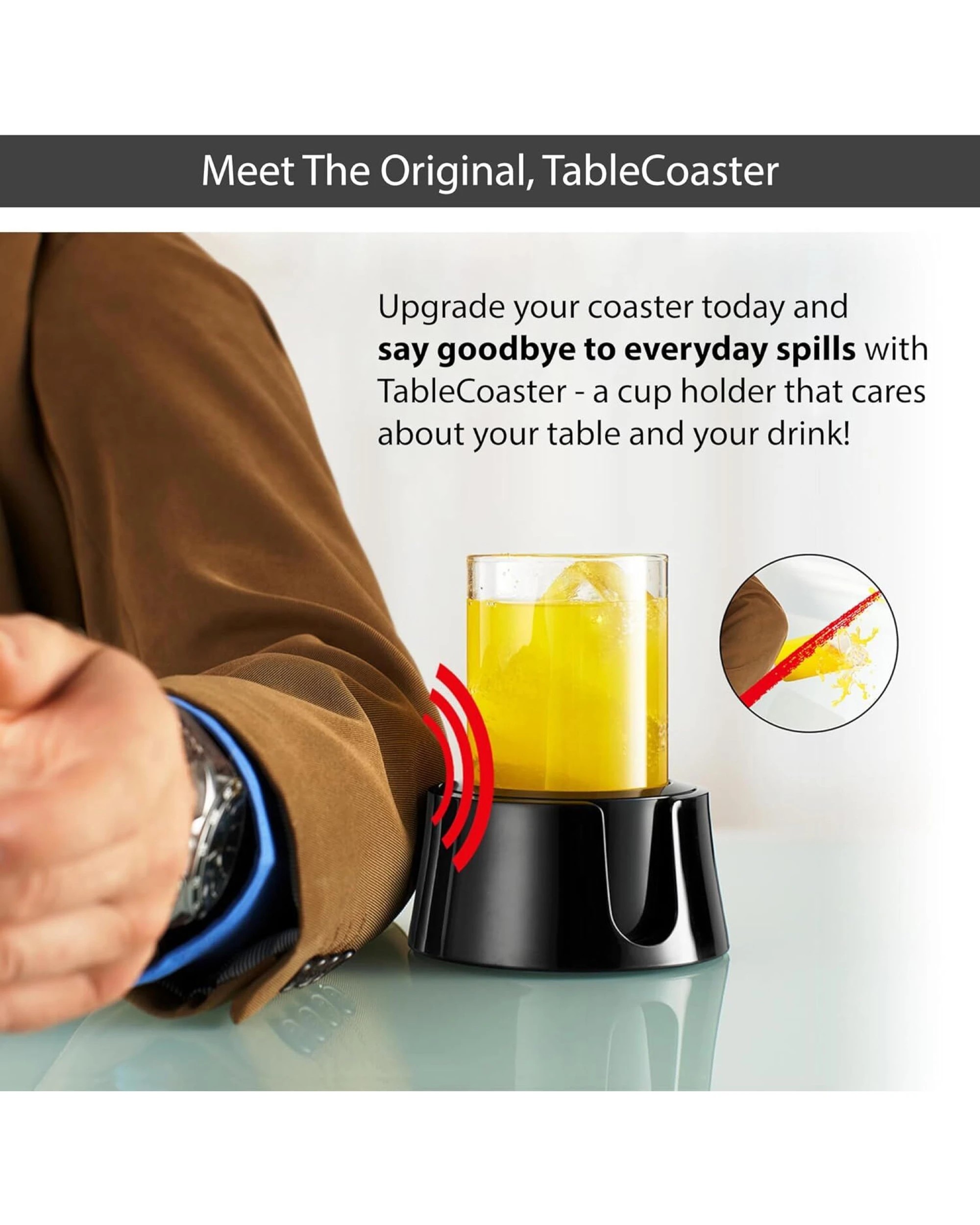 3 TableCoaster Anti-Spill Drink Holder Tray in White, 3 of 7